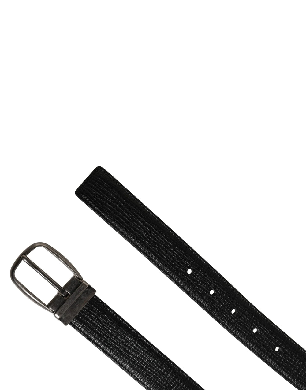Dolce & Gabbana Men Black Classic Leather Metal Buckle Belt - 105 cm / 42 Inches