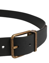 Dolce & Gabbana Men Black Classic Leather Metal Buckle Belt - 110 cm / 44 Inches