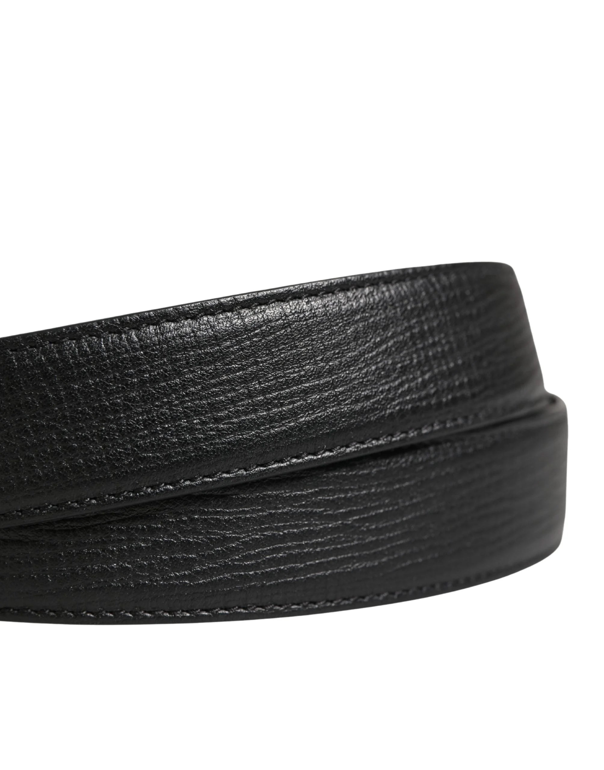 Dolce & Gabbana Men Black Classic Leather Metal Buckle Belt