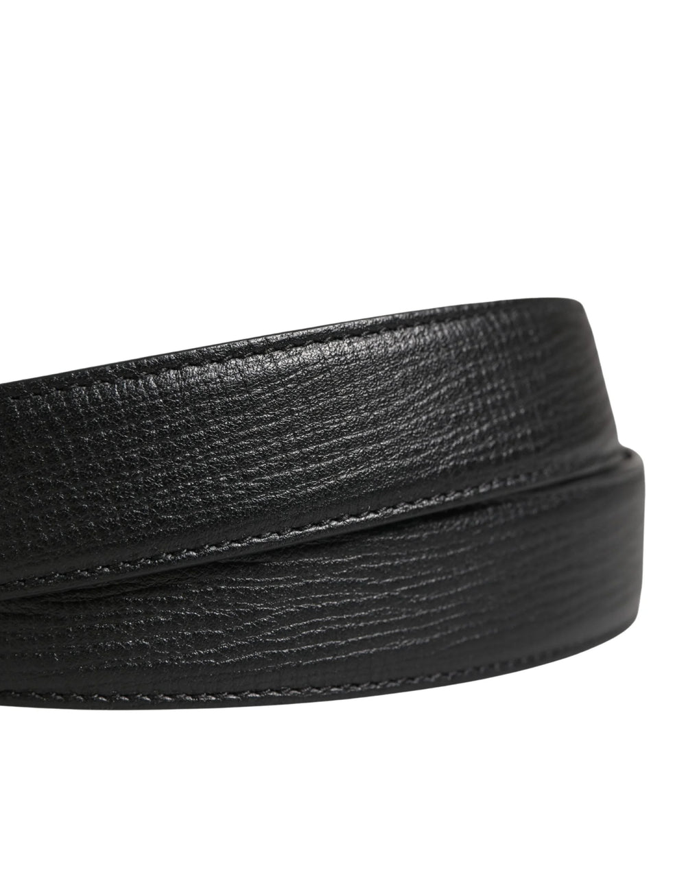 Dolce & Gabbana Men Black Classic Leather Metal Buckle Belt