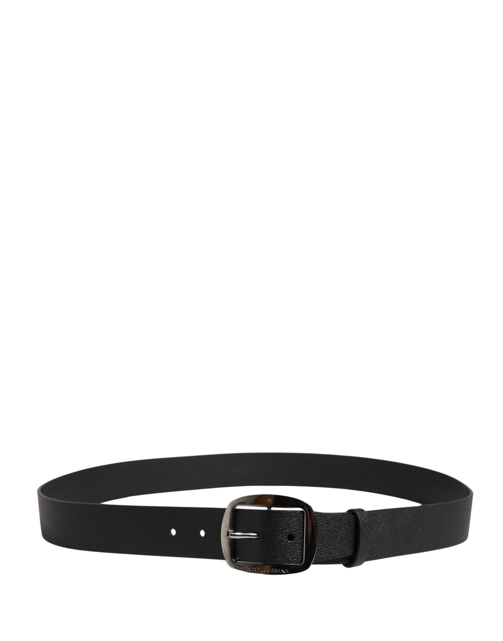 Dolce & Gabbana Men Black Classic Leather Metal Buckle Belt - 115 cm / 46 Inches