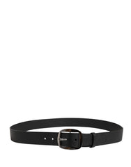 Dolce & Gabbana Men Black Classic Leather Metal Buckle Belt - 115 cm / 46 Inches