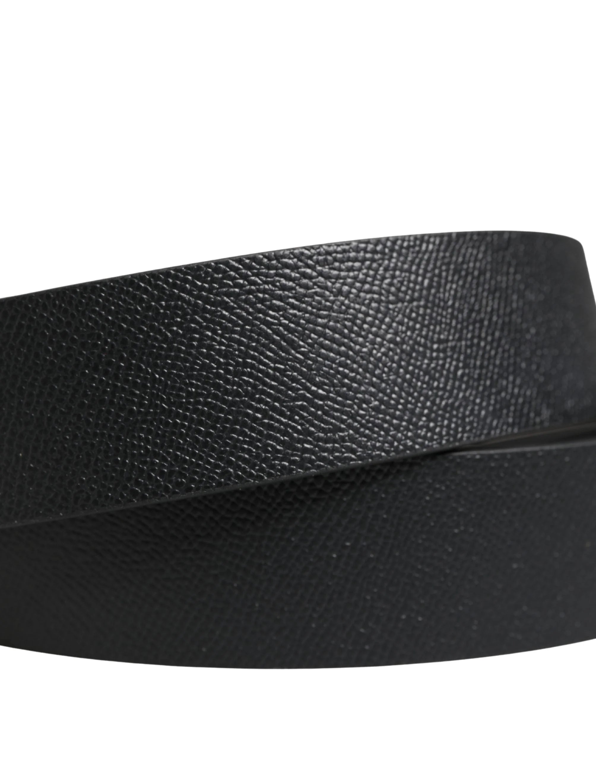 Dolce & Gabbana Men Black Classic Leather Metal Buckle Belt - 115 cm / 46 Inches