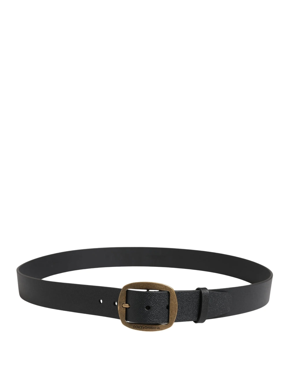 Dolce & Gabbana Men Black Classic Leather Metal Buckle Belt - 115 cm / 46 Inches