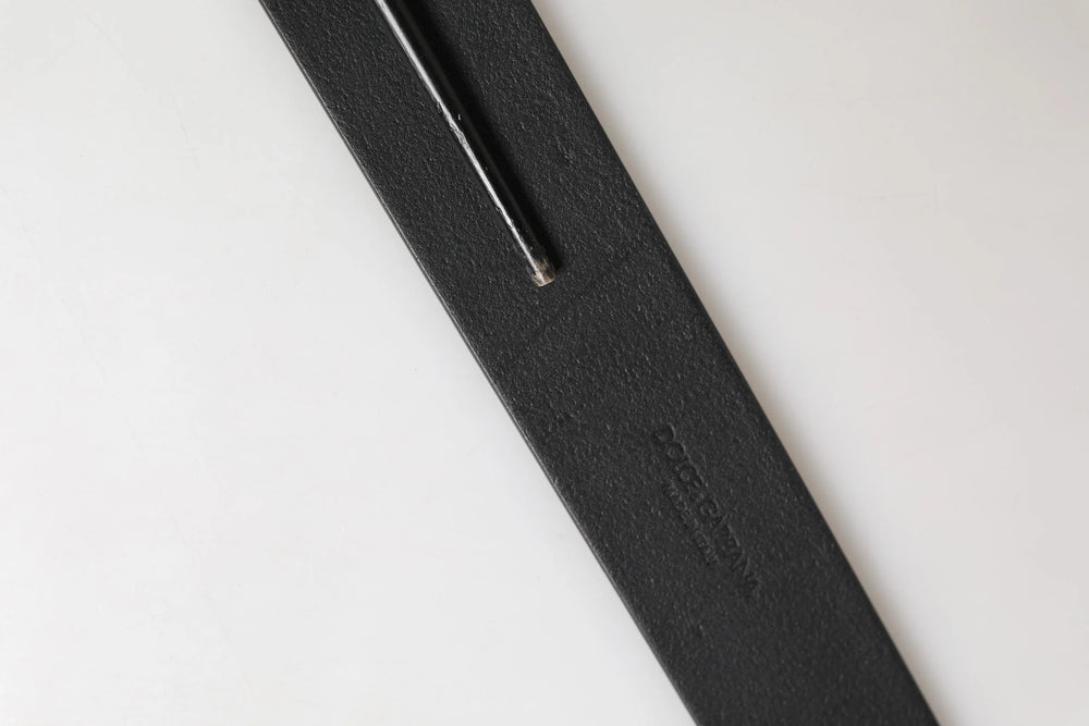 Dolce & Gabbana Men Black Classic Leather Metal Buckle Belt - 115 cm / 46 Inches