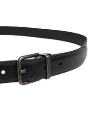 Dolce & Gabbana Men Black Classic Leather Metal Buckle Belt
