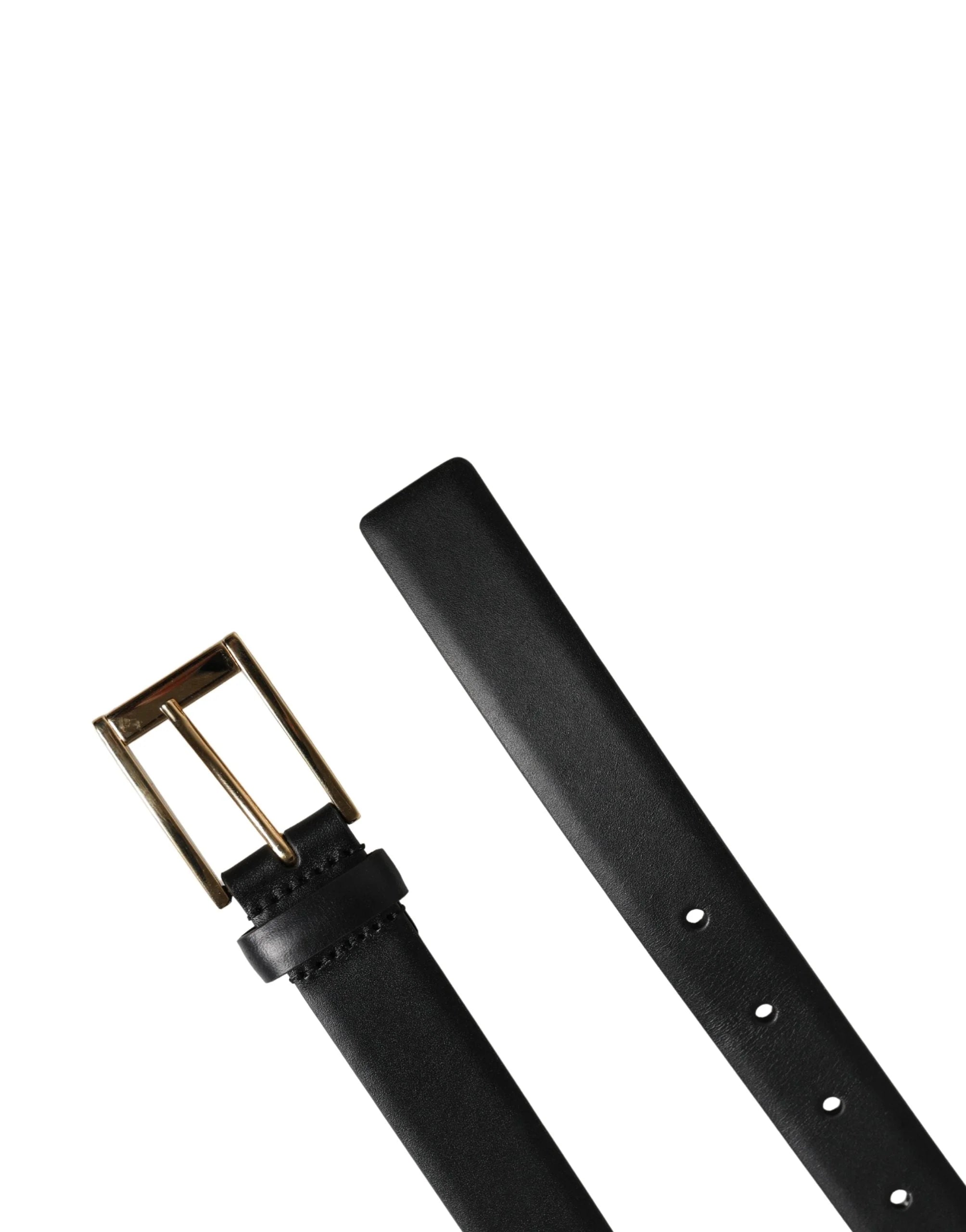Dolce & Gabbana Men Black Classic Leather Metal Buckle Belt - 80 cm / 32 Inches