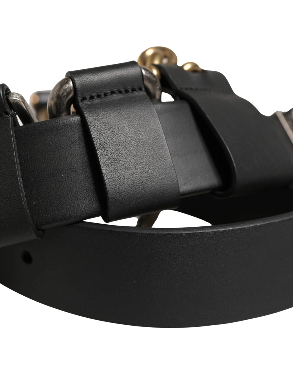 Dolce & Gabbana Men Black Classic Leather Metal Buckle Belt - 90 cm / 36 Inches