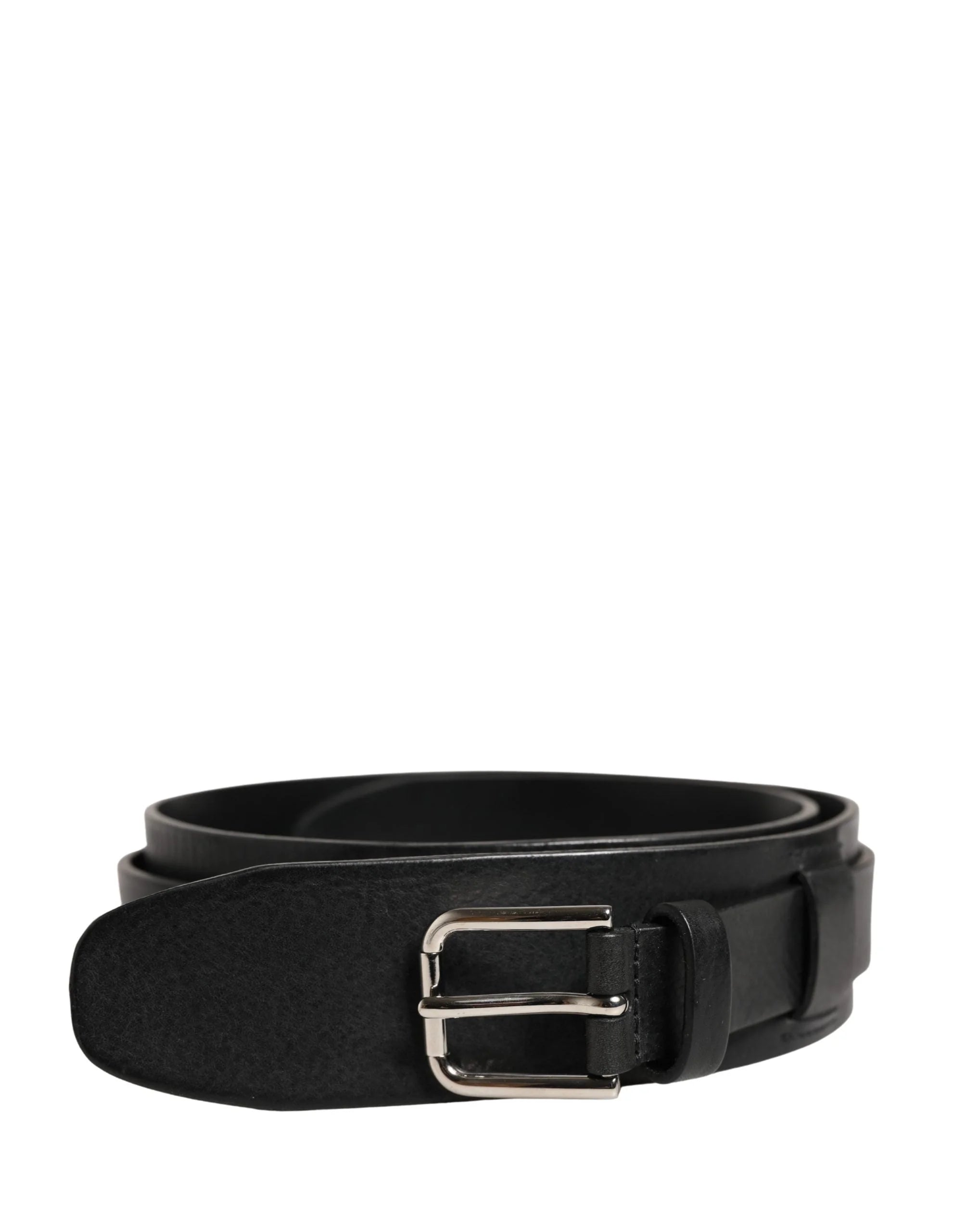 Dolce & Gabbana Men Black Classic Leather Metal Buckle Belt - 90 cm / 36 Inches