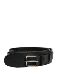 Dolce & Gabbana Men Black Classic Leather Metal Buckle Belt - 90 cm / 36 Inches