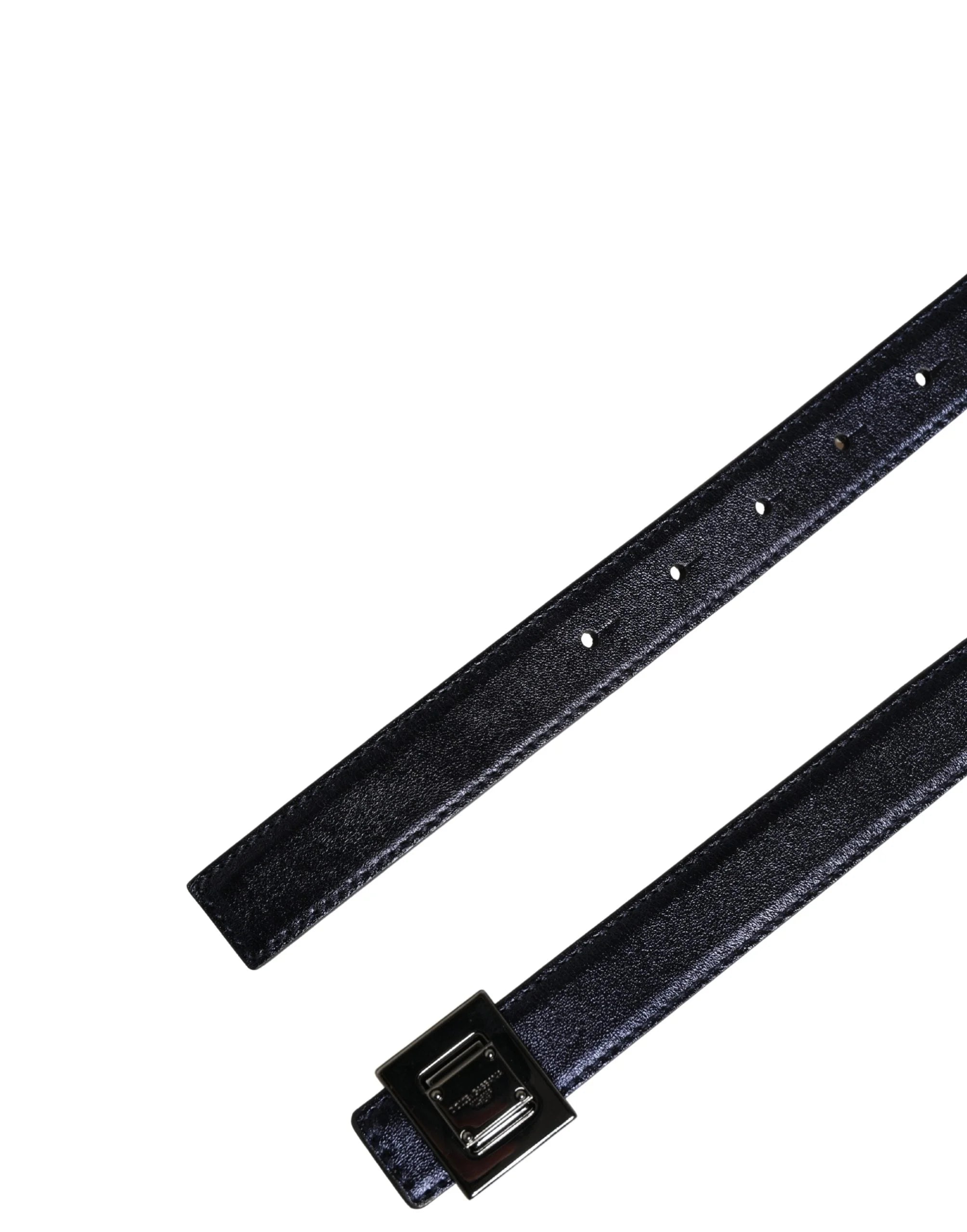 Dolce & Gabbana Men Black Classic Leather Square Buckle Belt - 85 cm / 34 Inches