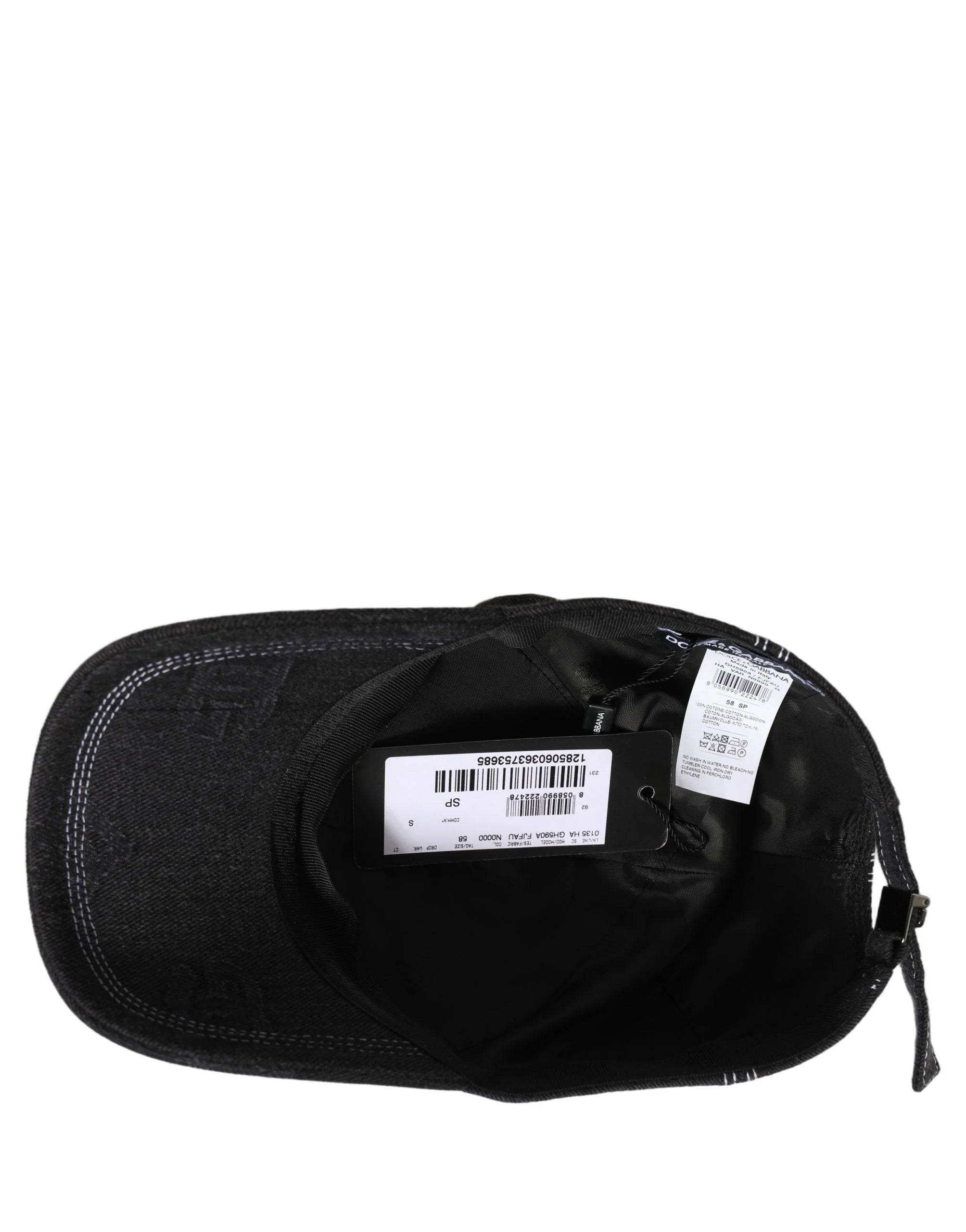 Dolce & Gabbana Men Black Cotton 6 Panel Baseball Capello Hat - 58 cm|M