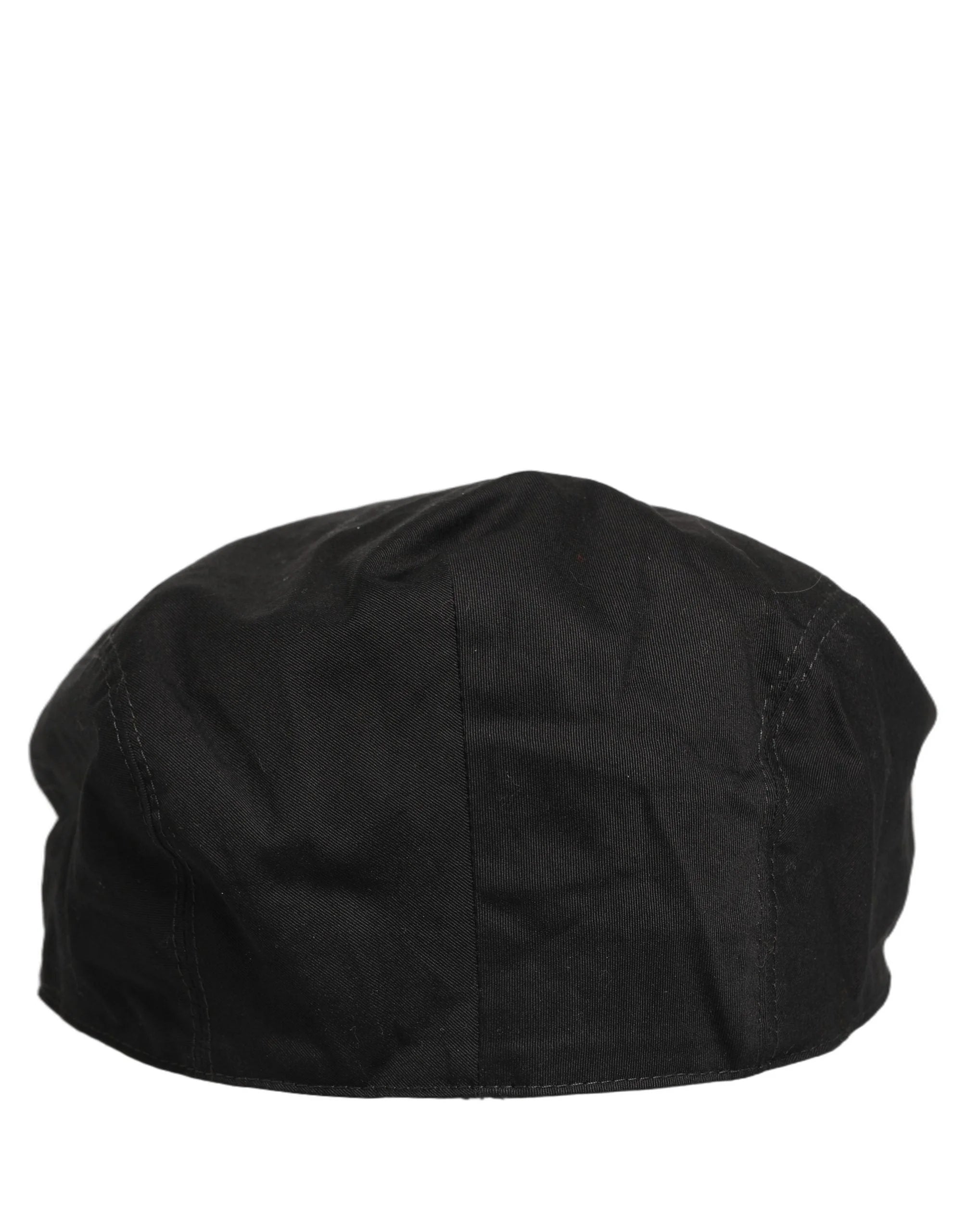 Dolce & Gabbana Men Black Cotton Stretch Newsboy Cloth Capello Hat - 60 cm|XL