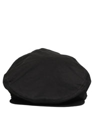 Dolce & Gabbana Men Black Cotton Stretch Newsboy Cloth Capello Hat - 60 cm|XL