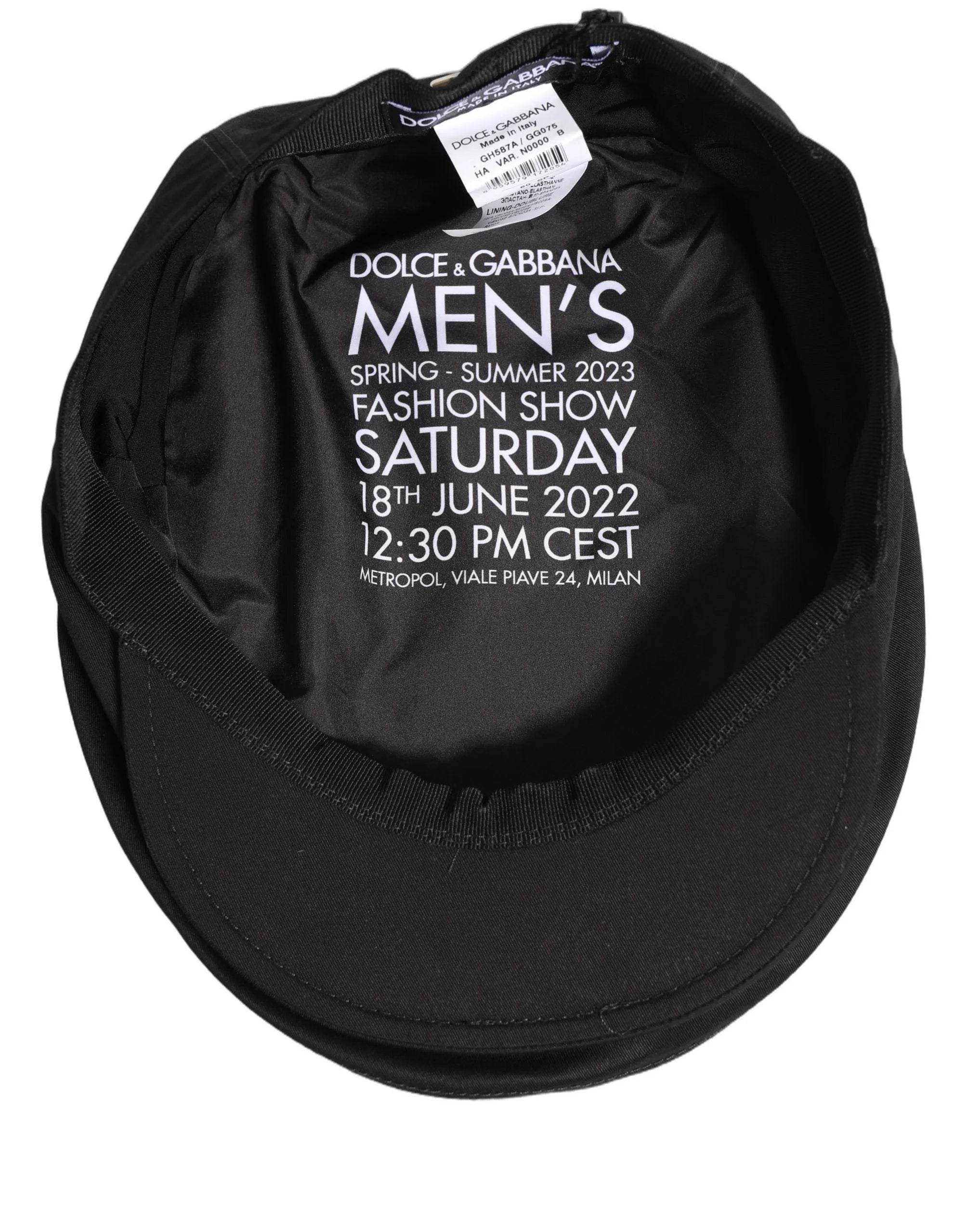 Dolce & Gabbana Men Black Cotton Stretch Newsboy Cloth Capello Hat - 60 cm|XL