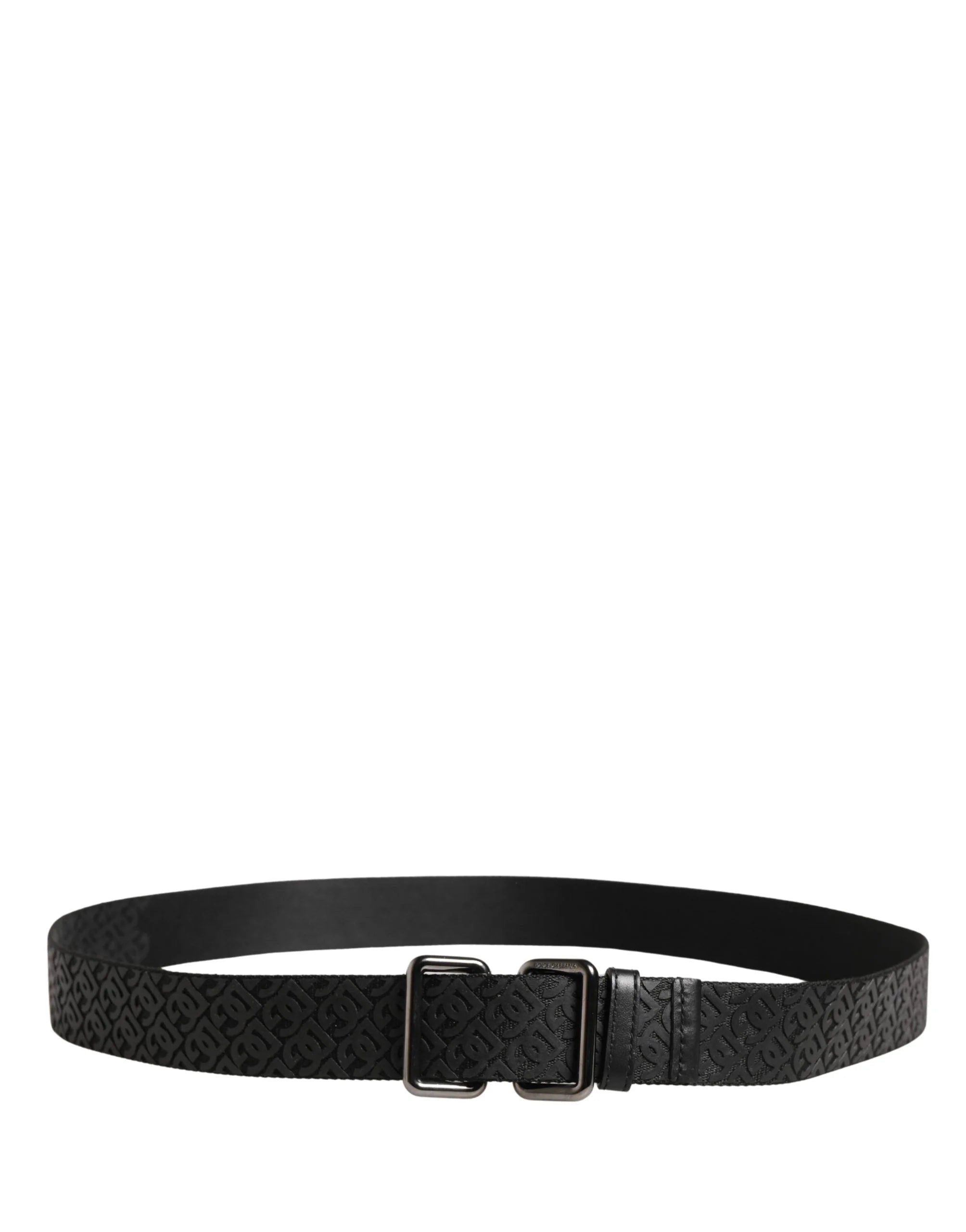 Dolce & Gabbana Men Black DG Logo Polyester Metal Buckle Belt - 90 cm / 36 Inches