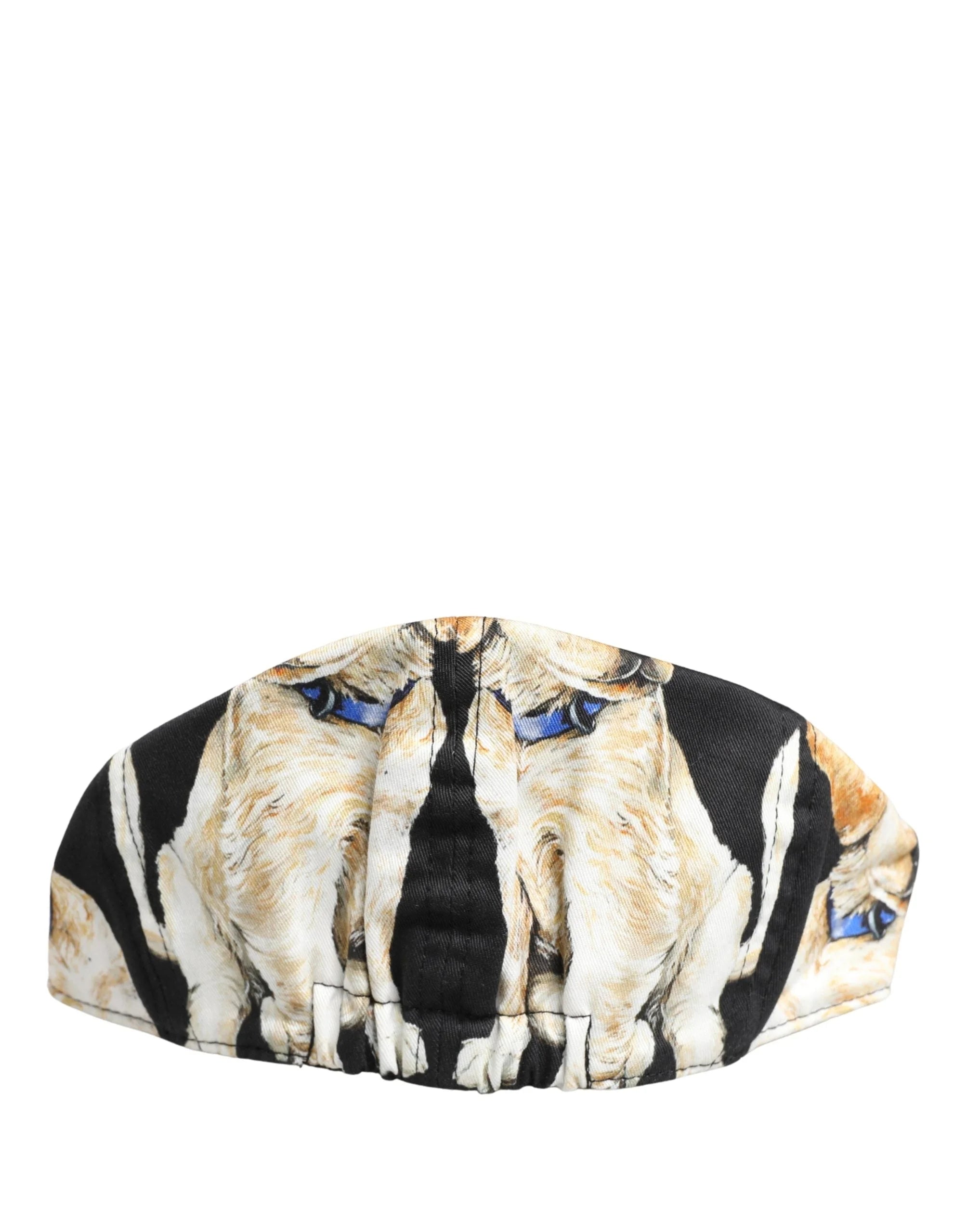 Dolce & Gabbana Men Black Dog Cotton Newsboy Cloth Capello Hat - 59 cm|L - Flat Caps