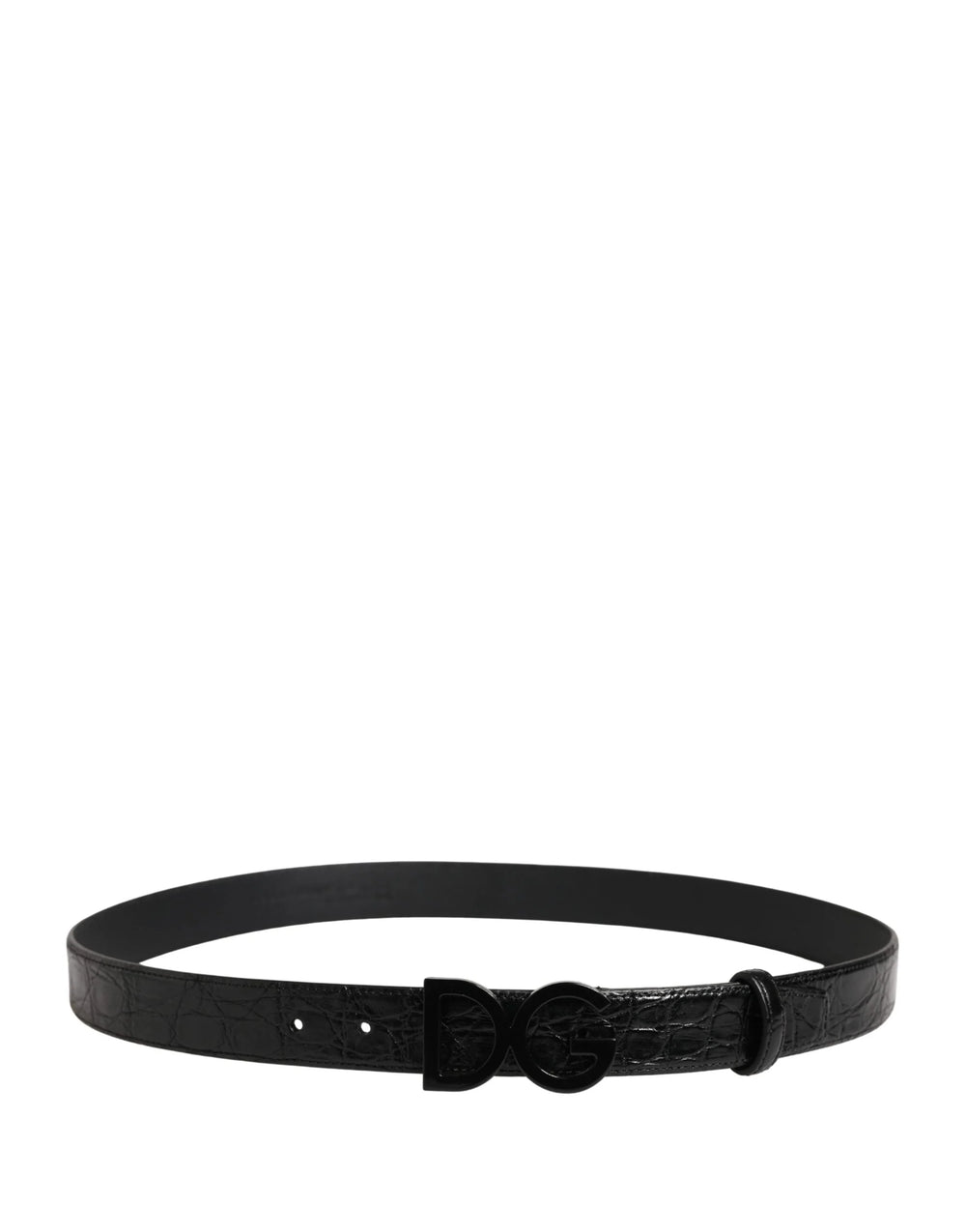 Dolce & Gabbana Men Black Exotic Leather Logo Buckle Belt - 95 cm / 38 Inches