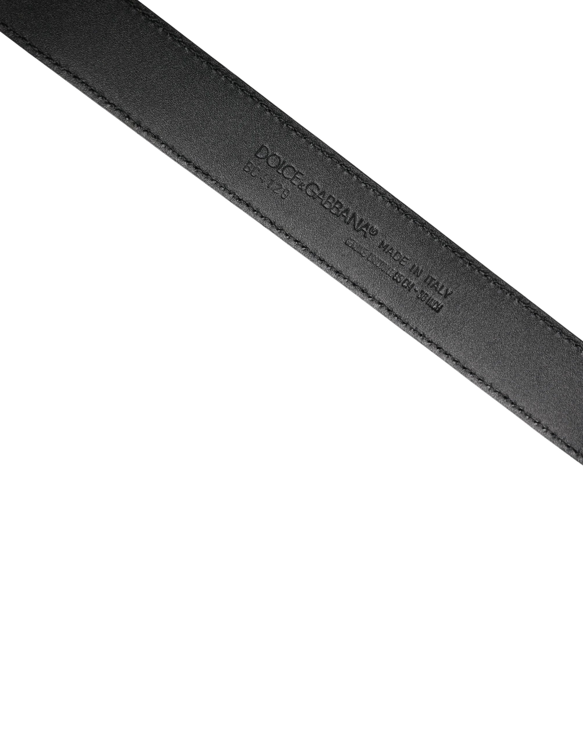 Dolce & Gabbana Men Black Exotic Leather Logo Buckle Belt - 95 cm / 38 Inches