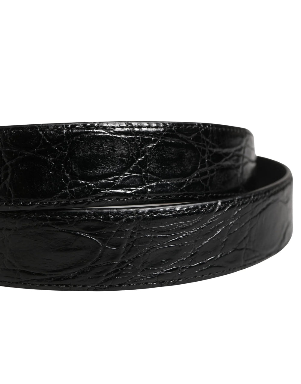 Cinto de couro exótico preto Dolce & Gabbana com fivela com logótipo para homem - 95 cm / 38 polegadas