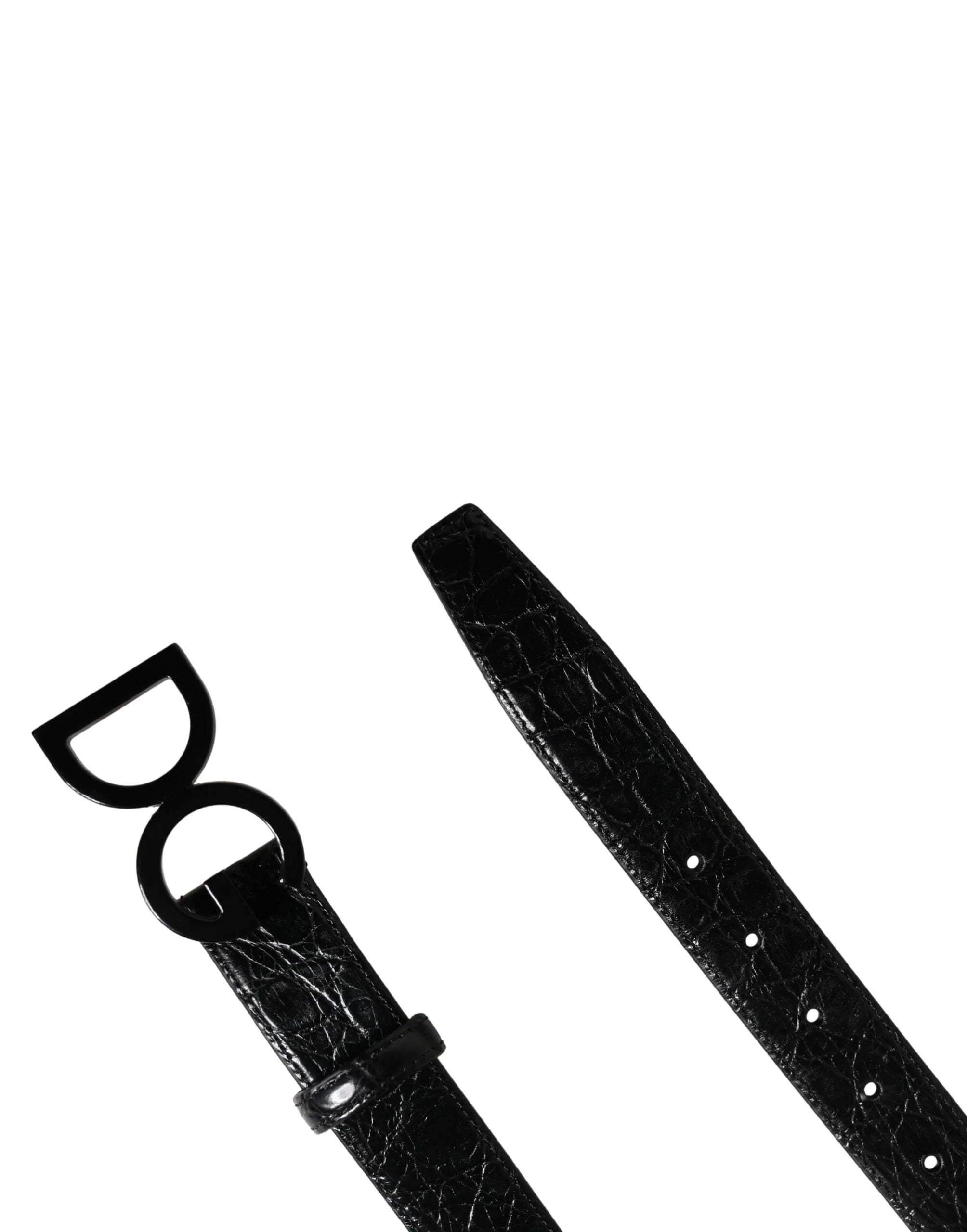 Cinto de couro exótico preto Dolce & Gabbana com fivela com logótipo para homem - 95 cm / 38 polegadas