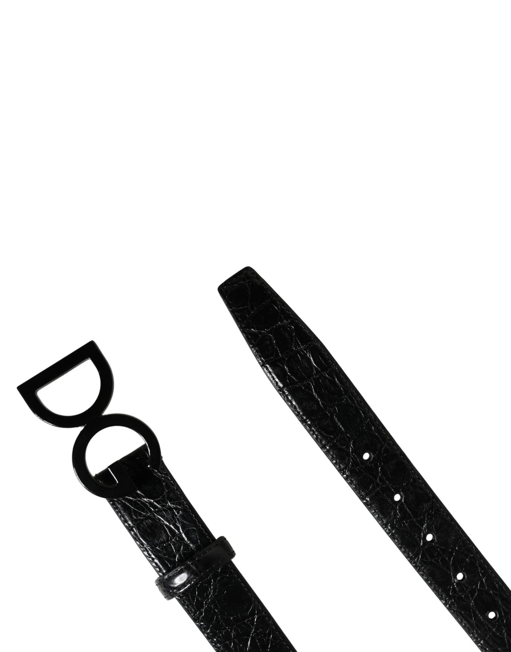Cinto de couro exótico preto Dolce & Gabbana com fivela com logótipo para homem - 95 cm / 38 polegadas