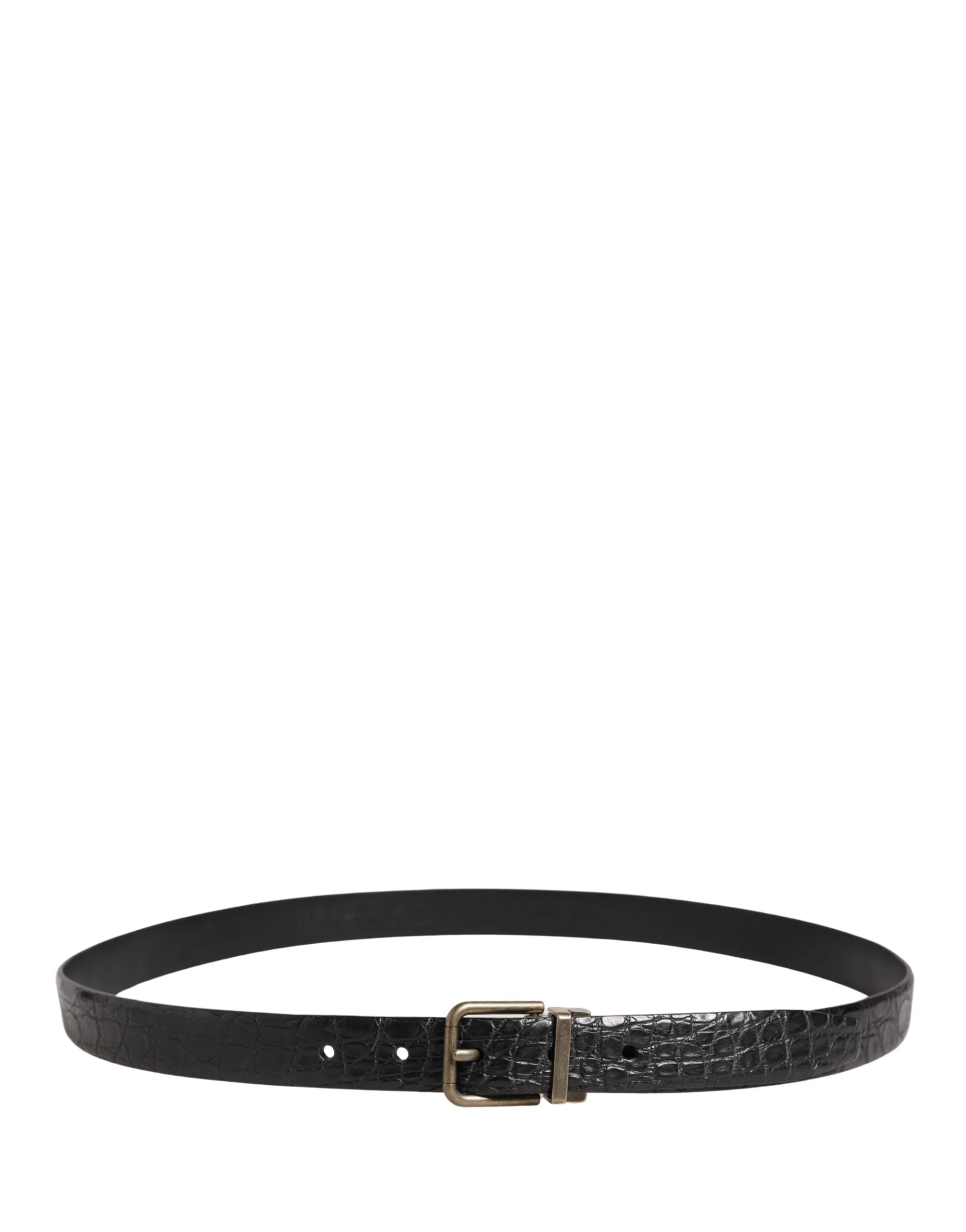 Dolce & Gabbana Miesten Musta Eksoottinen Nahka, Metallisolki Vyö