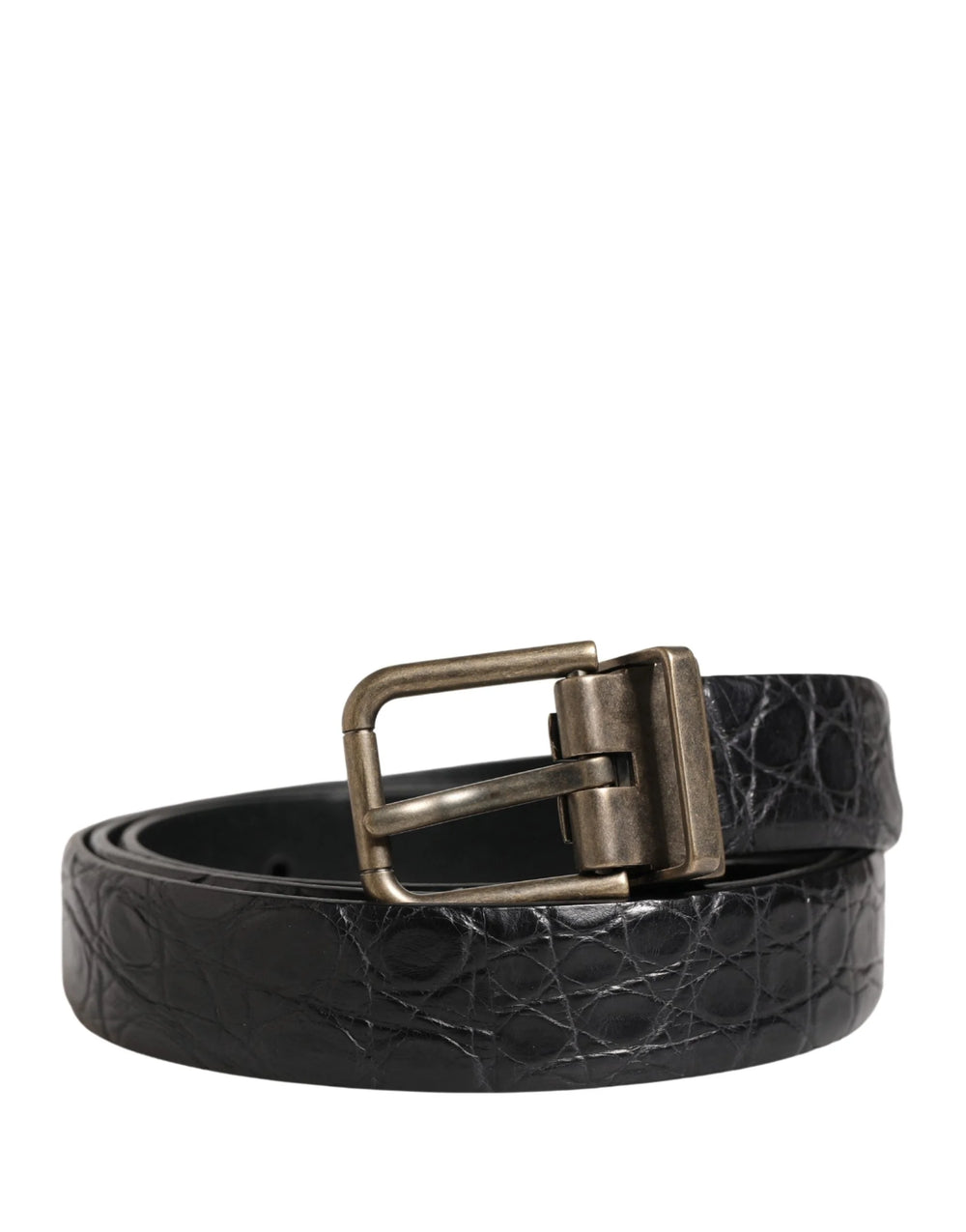 Dolce & Gabbana Miesten Musta Eksoottinen Nahka, Metallisolki Vyö