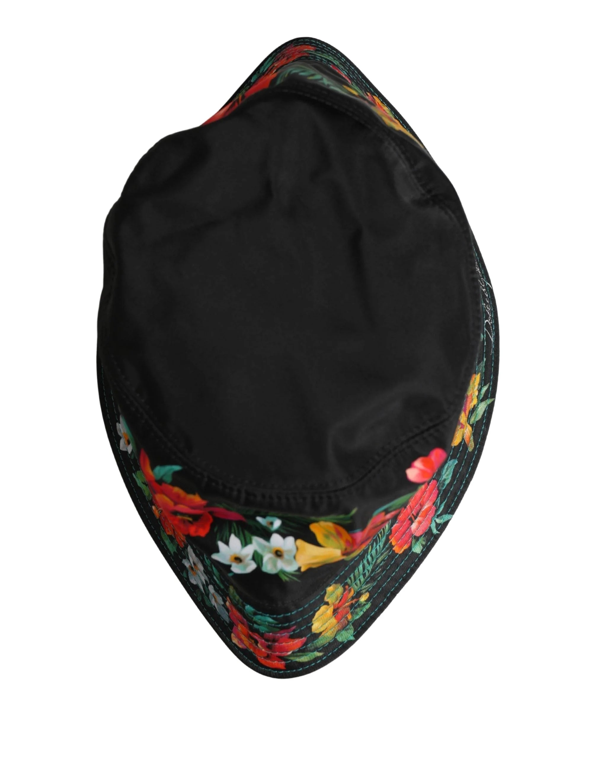 Dolce & Gabbana Men Black Floral Print Nylon Fisherman Cap Hat - 59 cm|L - Bucket Hats