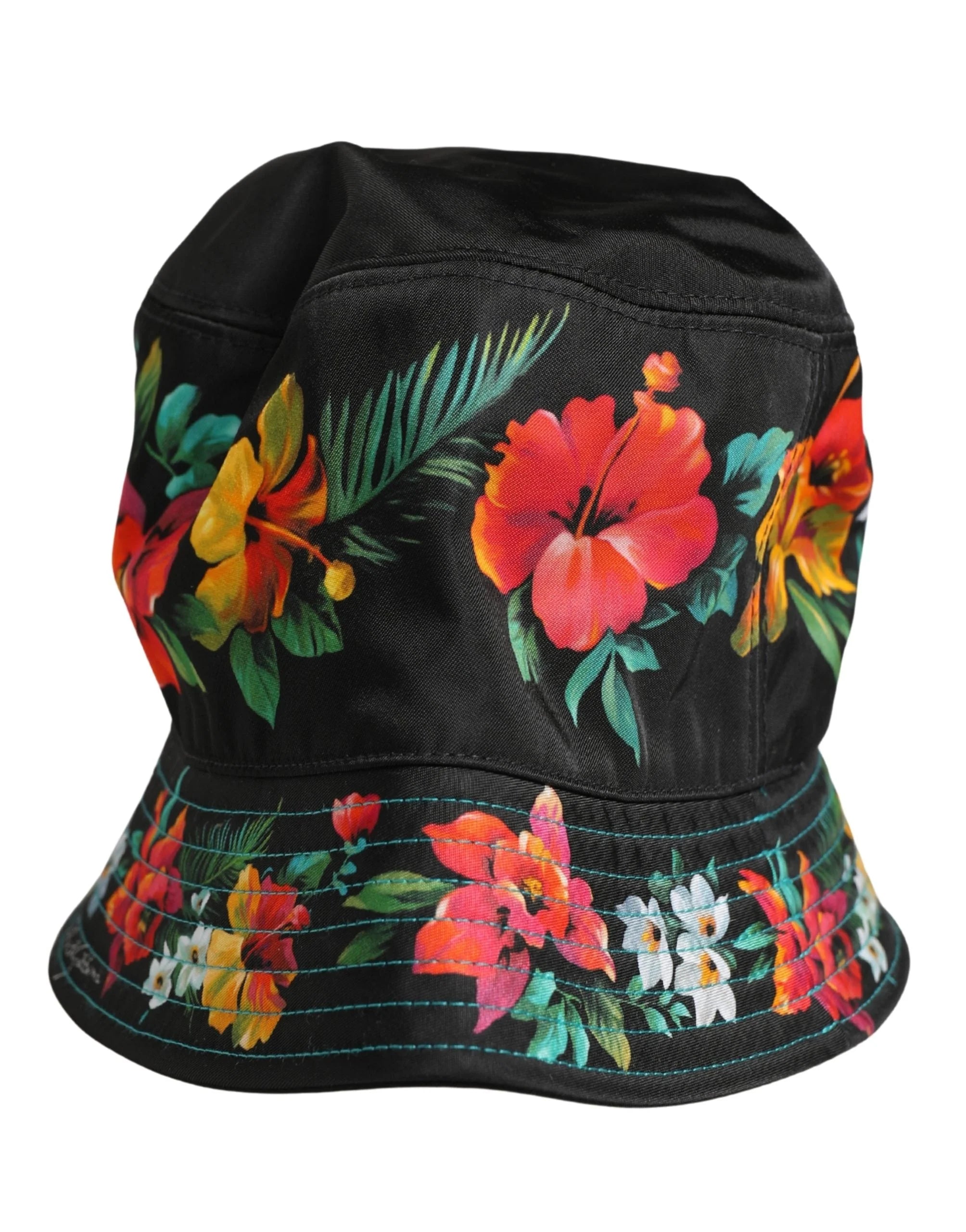 Dolce & Gabbana Men Black Floral Print Nylon Fisherman Cap Hat - 59 cm|L - Bucket Hats