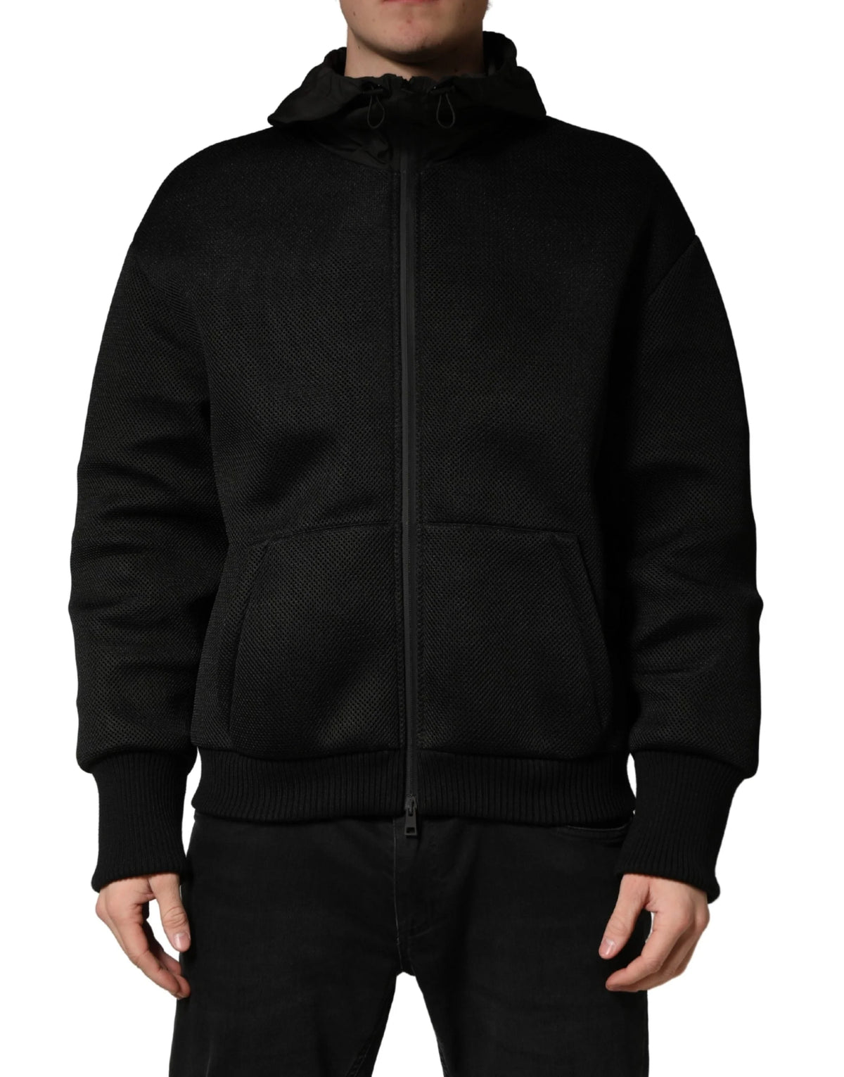 Dolce & Gabbana Men Black Hooded Full Zip Bomber Jacket - IT48 | M - Bomber Jackets