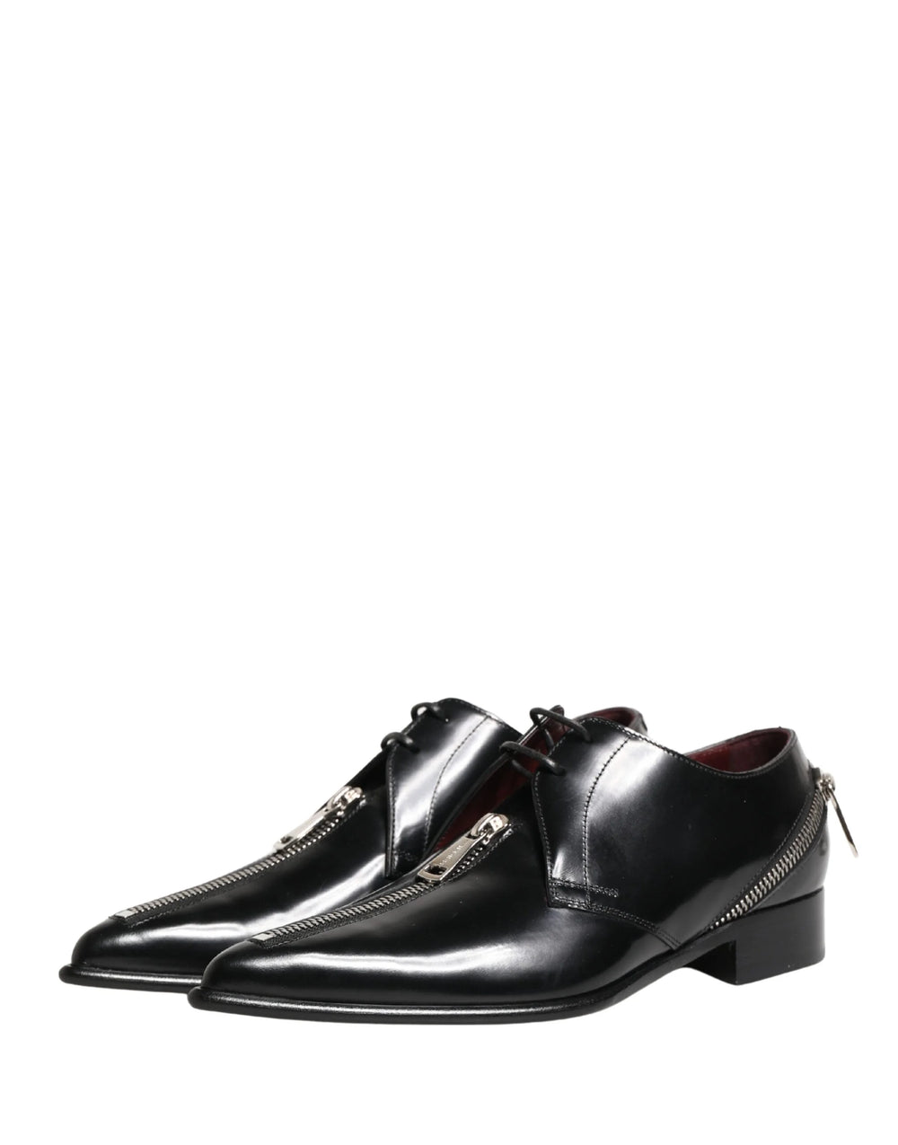 Dolce & Gabbana Men Black Lace-Up Leather Zip Dress Derby Shoes