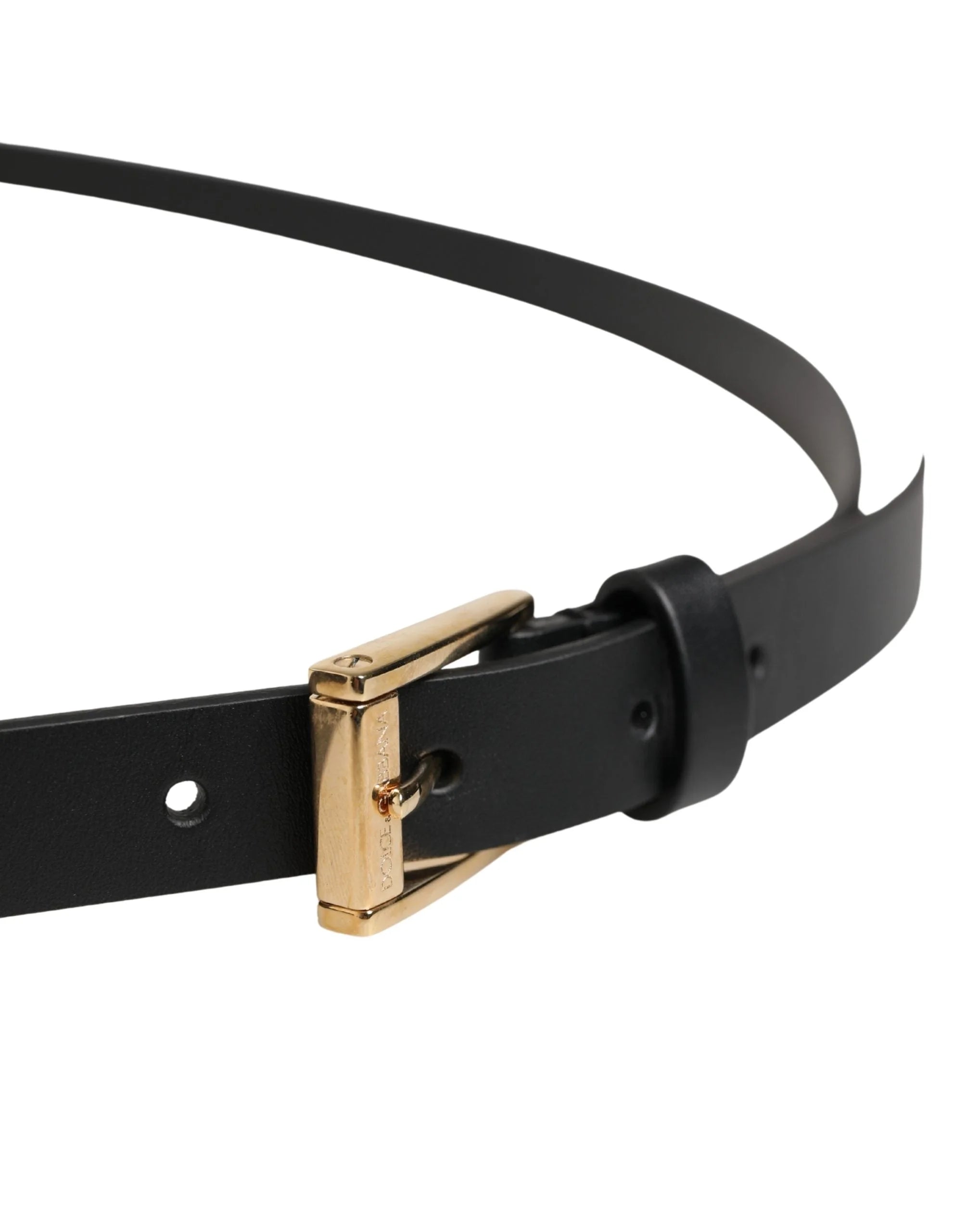 Dolce & Gabbana Men Black Leather Classic Metal Buckle Belt - 100 cm / 40 Inches