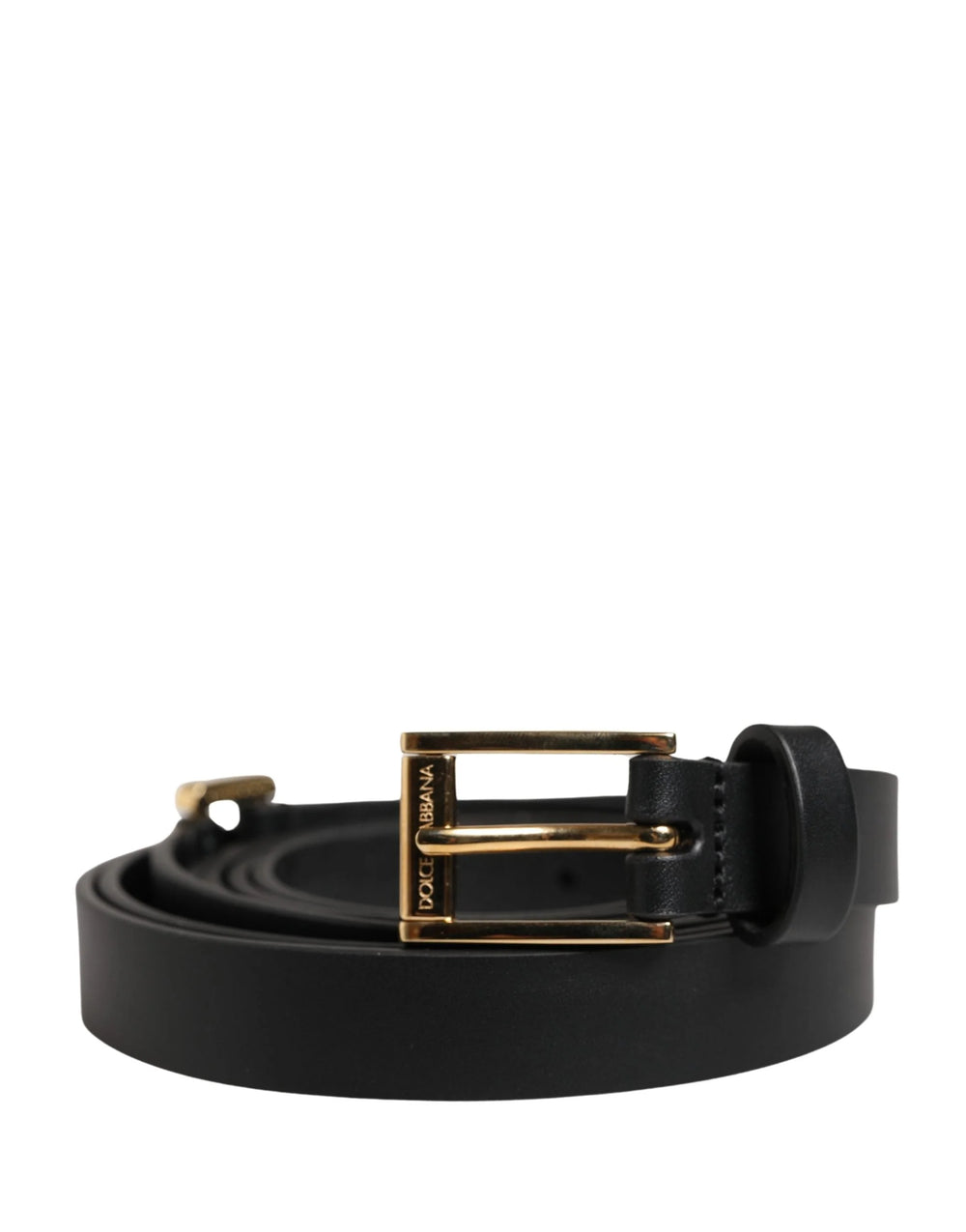 Dolce & Gabbana Men Black Leather Classic Metal Buckle Belt - 100 cm / 40 Inches