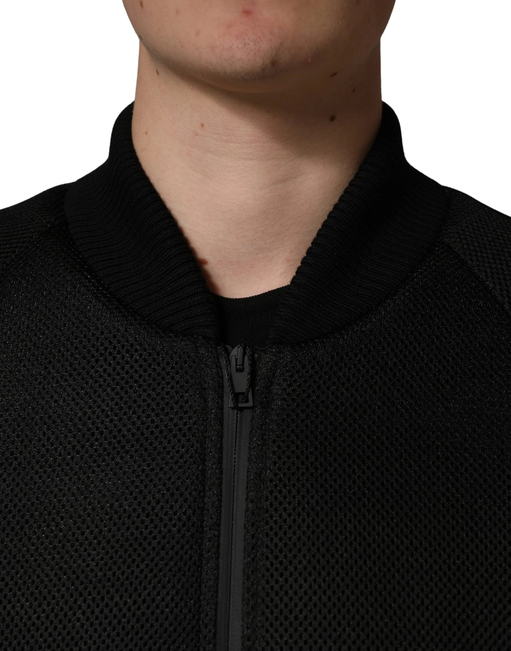 Dolce & Gabbana Veste bomber zippée intégrale en nylon noir pour homme - IT48 | M - Vestes Bomber