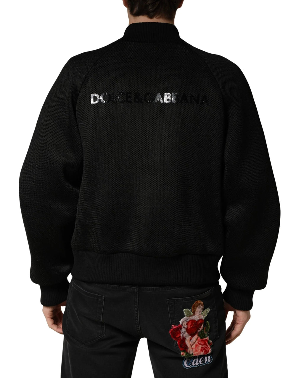 Dolce & Gabbana Veste bomber zippée intégrale en nylon noir pour homme - IT48 | M - Vestes Bomber