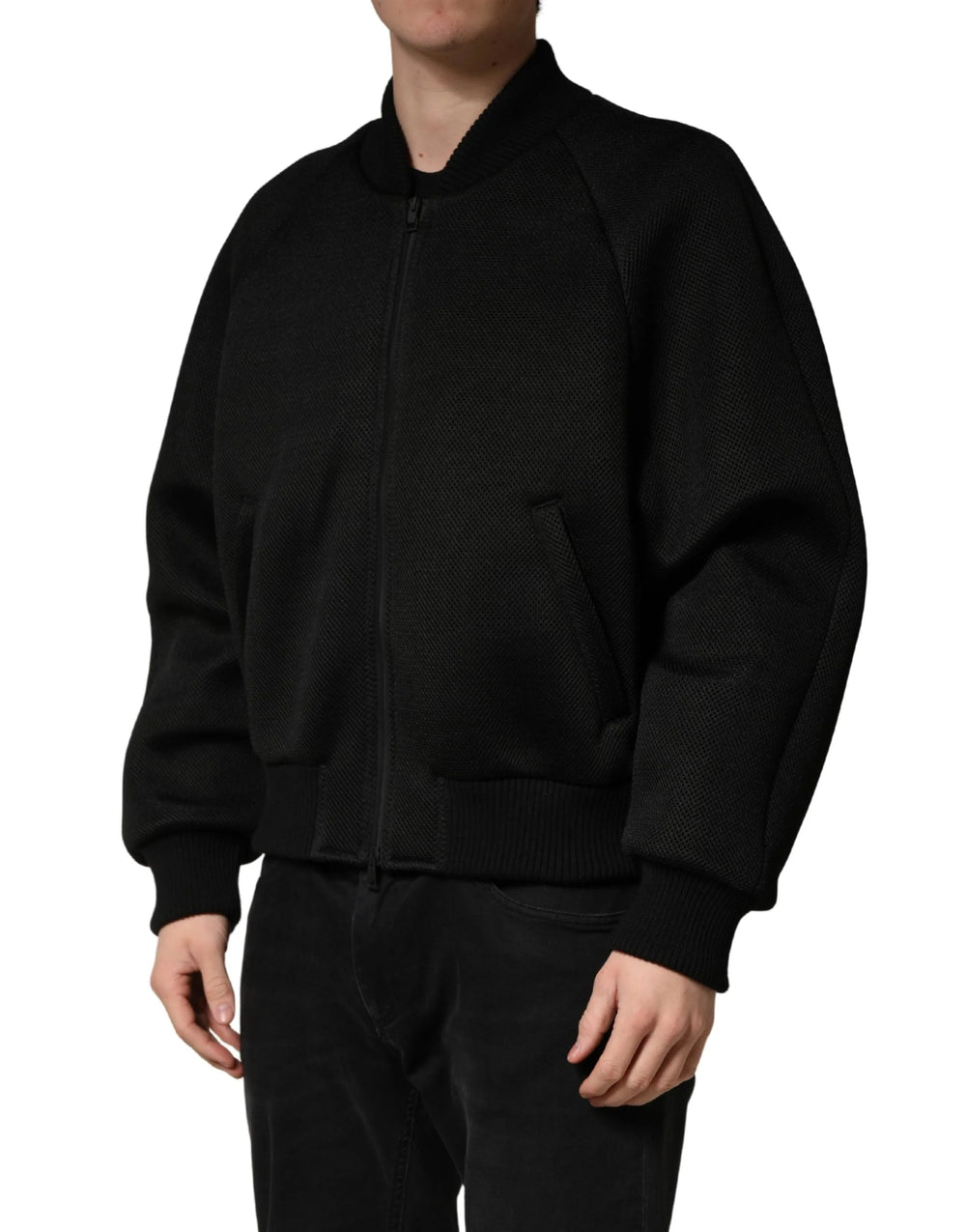 Dolce & Gabbana Veste bomber zippée intégrale en nylon noir pour homme - IT48 | M - Vestes Bomber