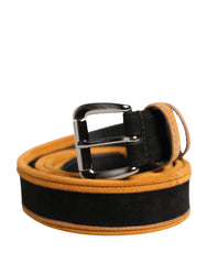 Dolce & Gabbana Men Black Orange Polyester Metal Buckle Belt - 90 cm / 36 Inches