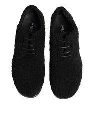 Dolce & Gabbana Men Black Riccio Shearling Dress Derby Shoes - EU44/US11