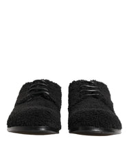 Dolce & Gabbana Men Black Riccio Shearling Dress Derby Shoes - EU44/US11