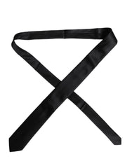 Dolce & Gabbana Men Black Solid Silk Adjustable Necktie Accessory Tie - Neckties