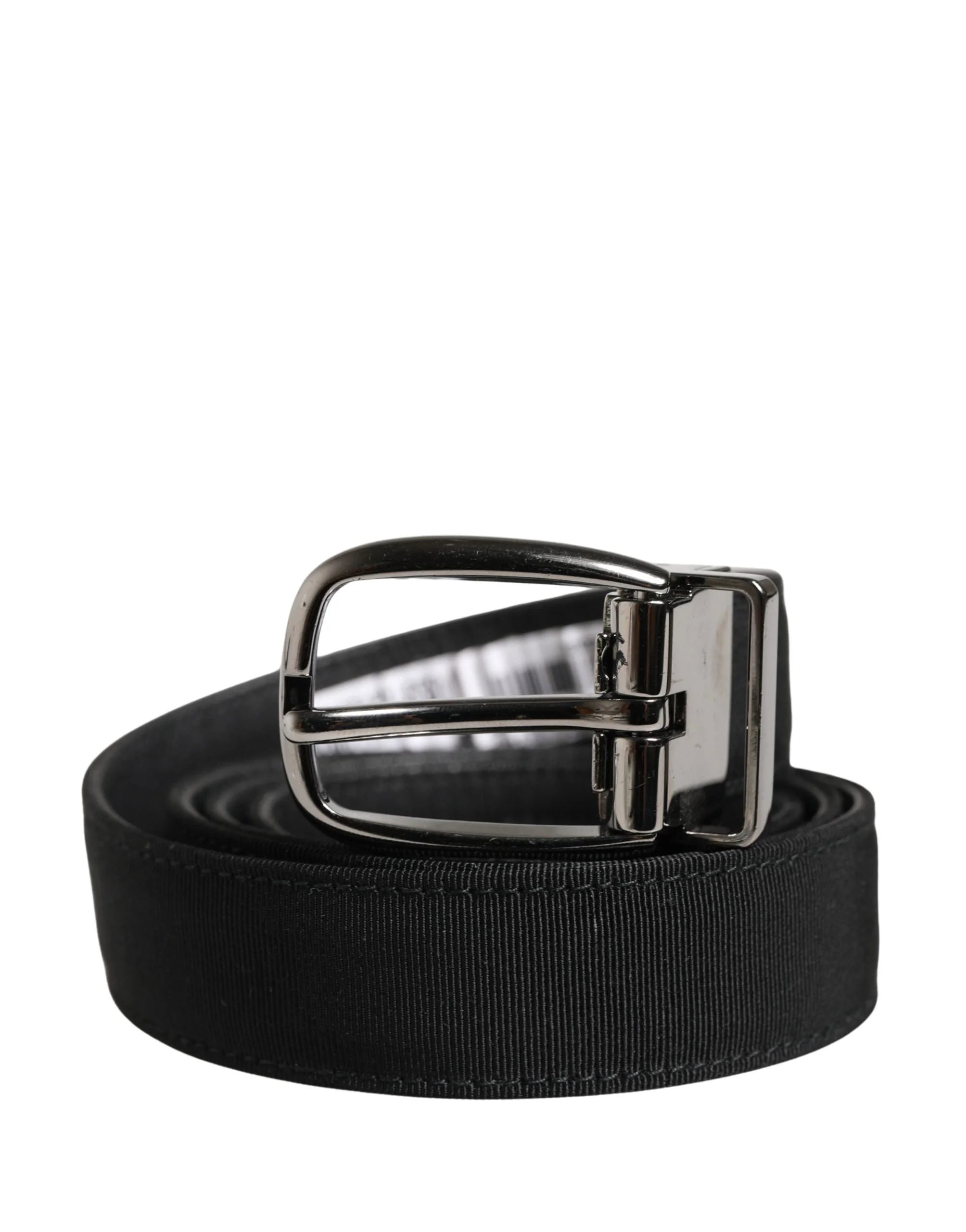 Dolce & Gabbana Men Black Viscose Silver Metal Buckle Belt - 85 cm / 34 Inches
