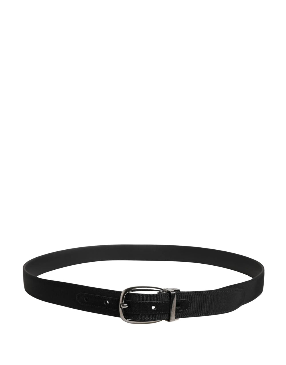 Dolce & Gabbana Men Black Viscose Silver Metal Buckle Belt - 85 cm / 34 Inches