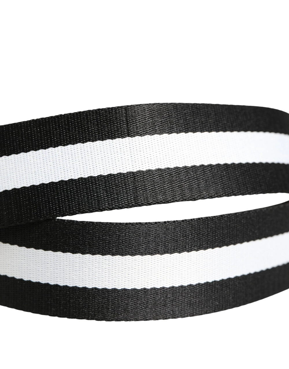 Dolce & Gabbana Men Black White Nylon Logo Metal Buckle Belt - 100 cm / 40 Inches