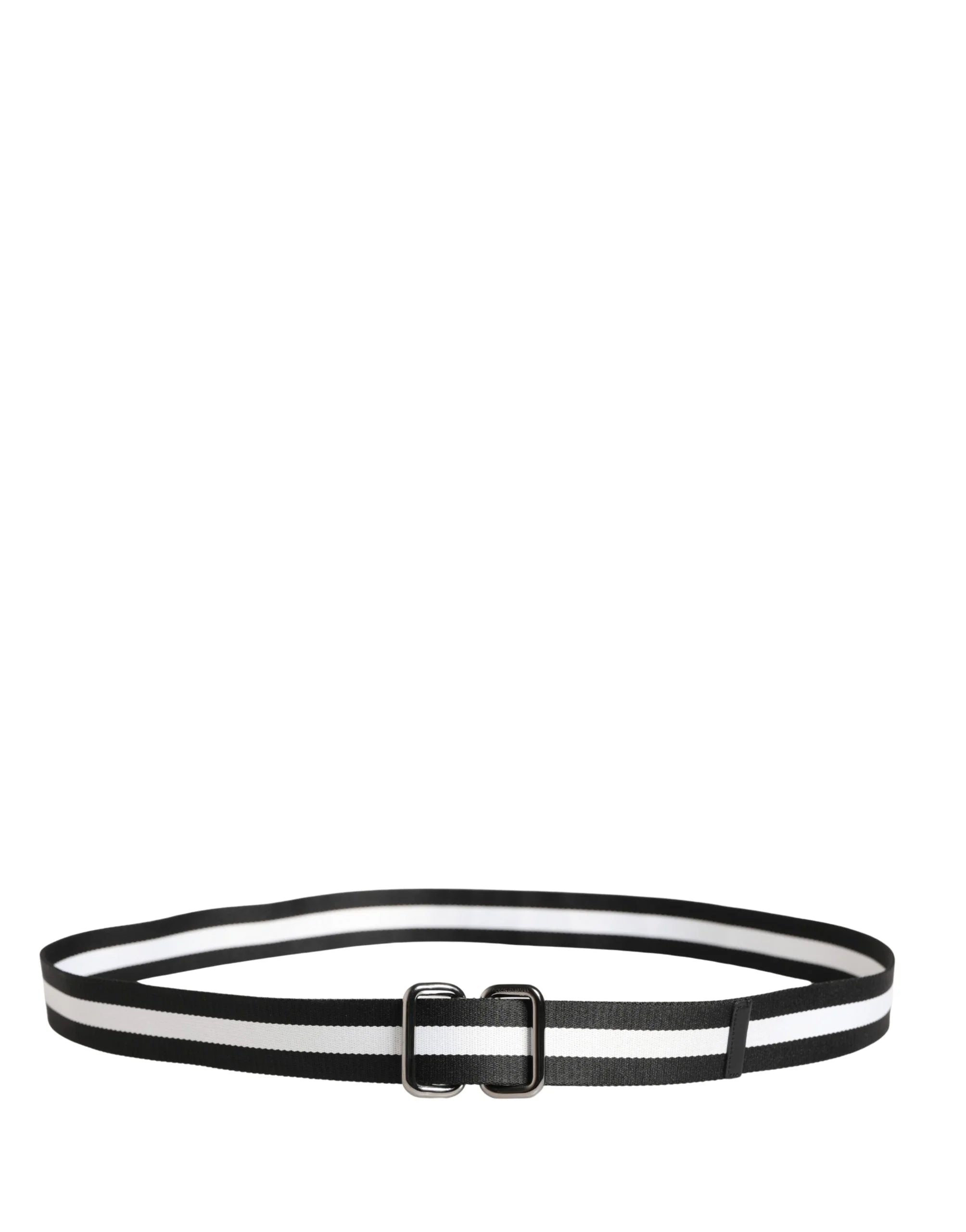 Dolce & Gabbana Men Black White Nylon Logo Metal Buckle Belt - 100 cm / 40 Inches