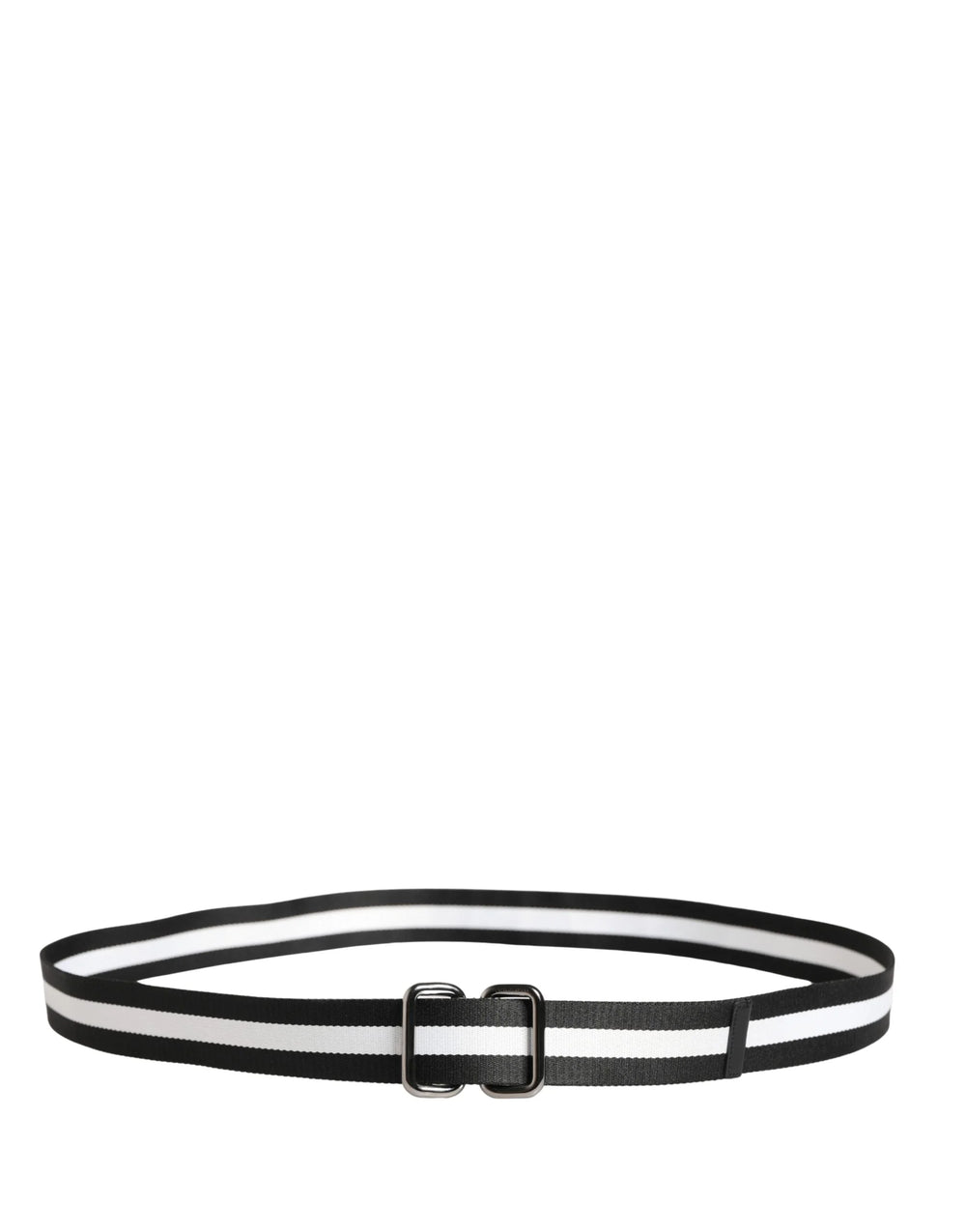 Dolce & Gabbana Men Black White Nylon Logo Metal Buckle Belt - 100 cm / 40 Inches