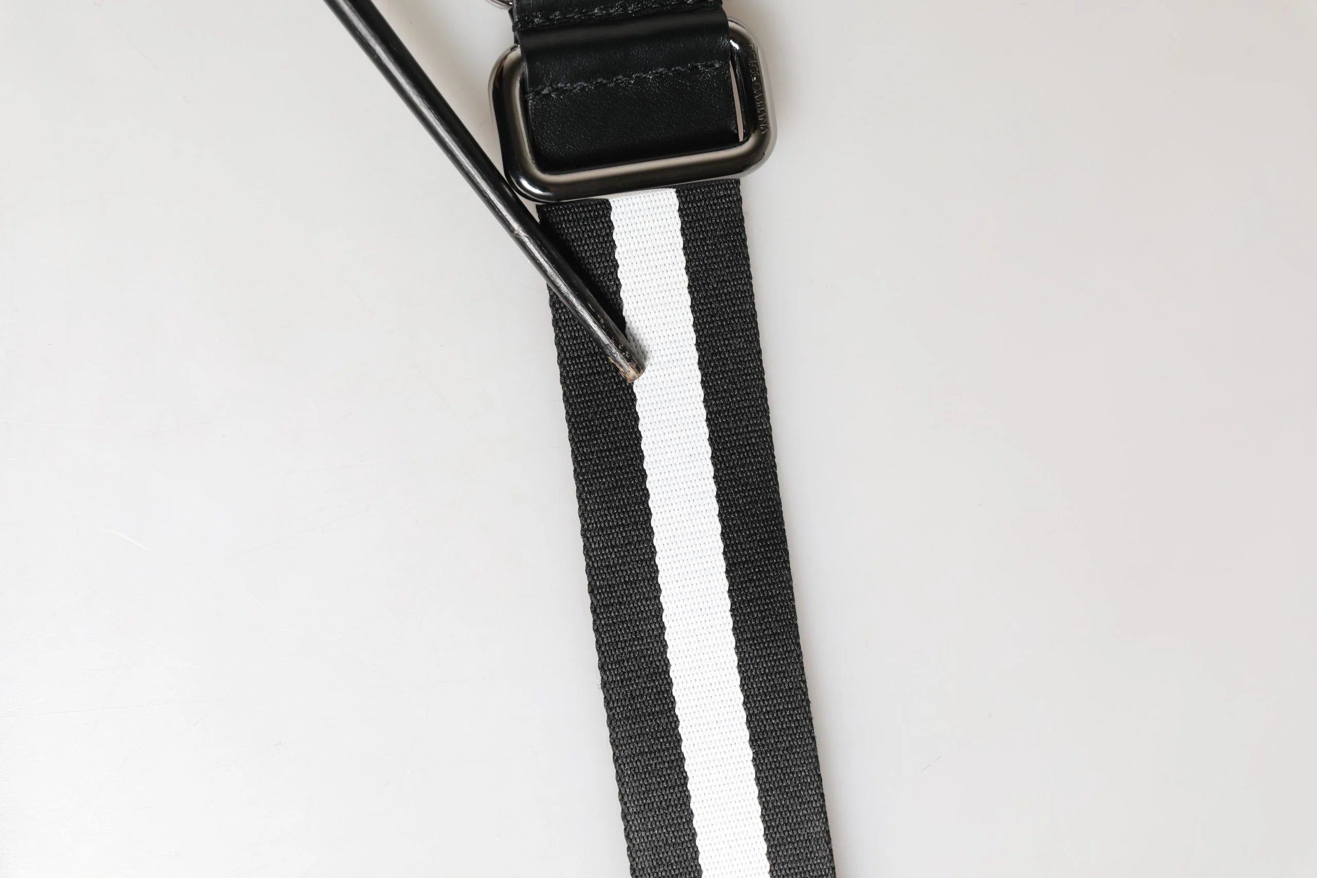 Dolce & Gabbana Men Black White Nylon Logo Metal Buckle Belt - 100 cm / 40 Inches