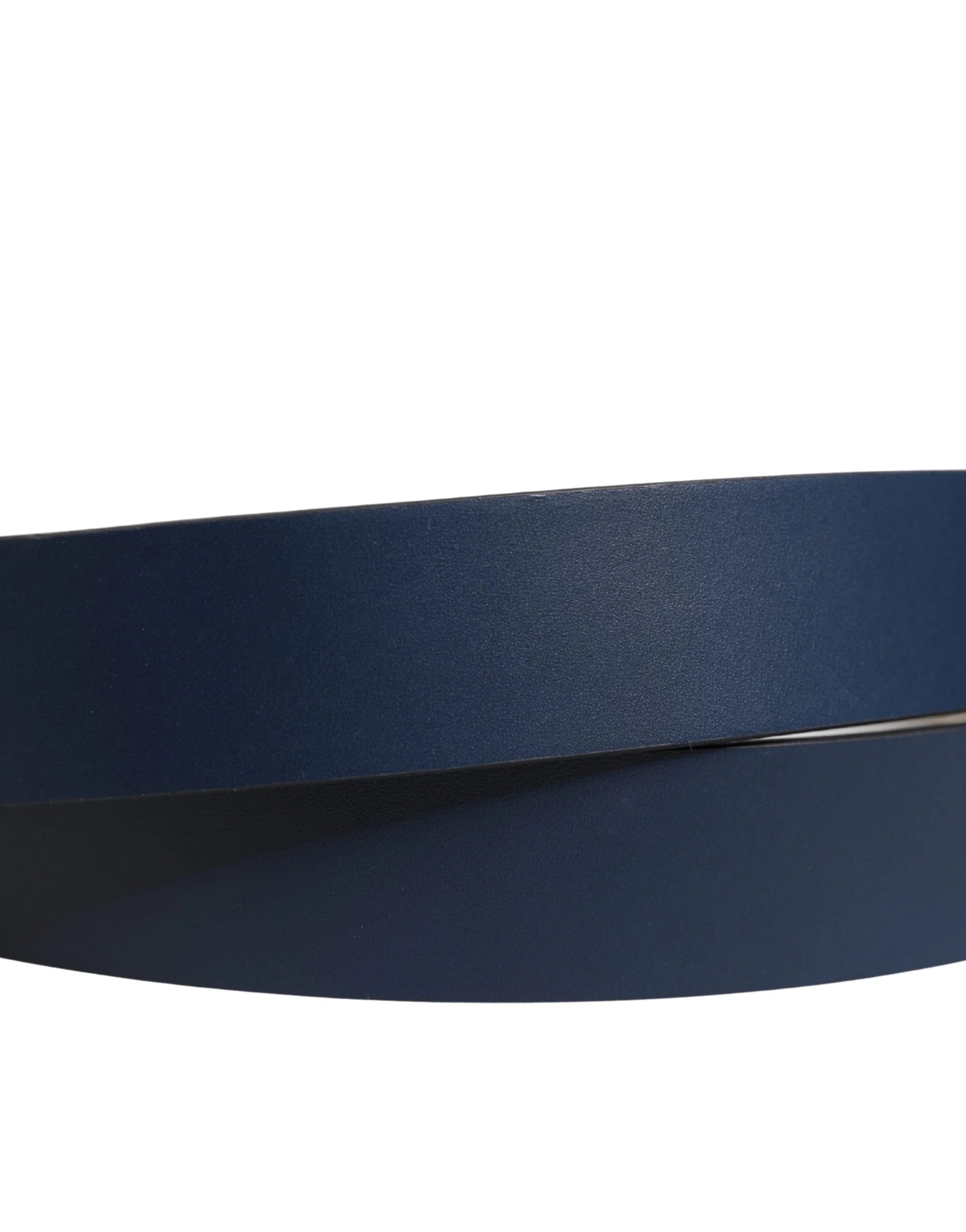 Dolce & Gabbana Men Blue Calf Leather Logo Metal Buckle Belt