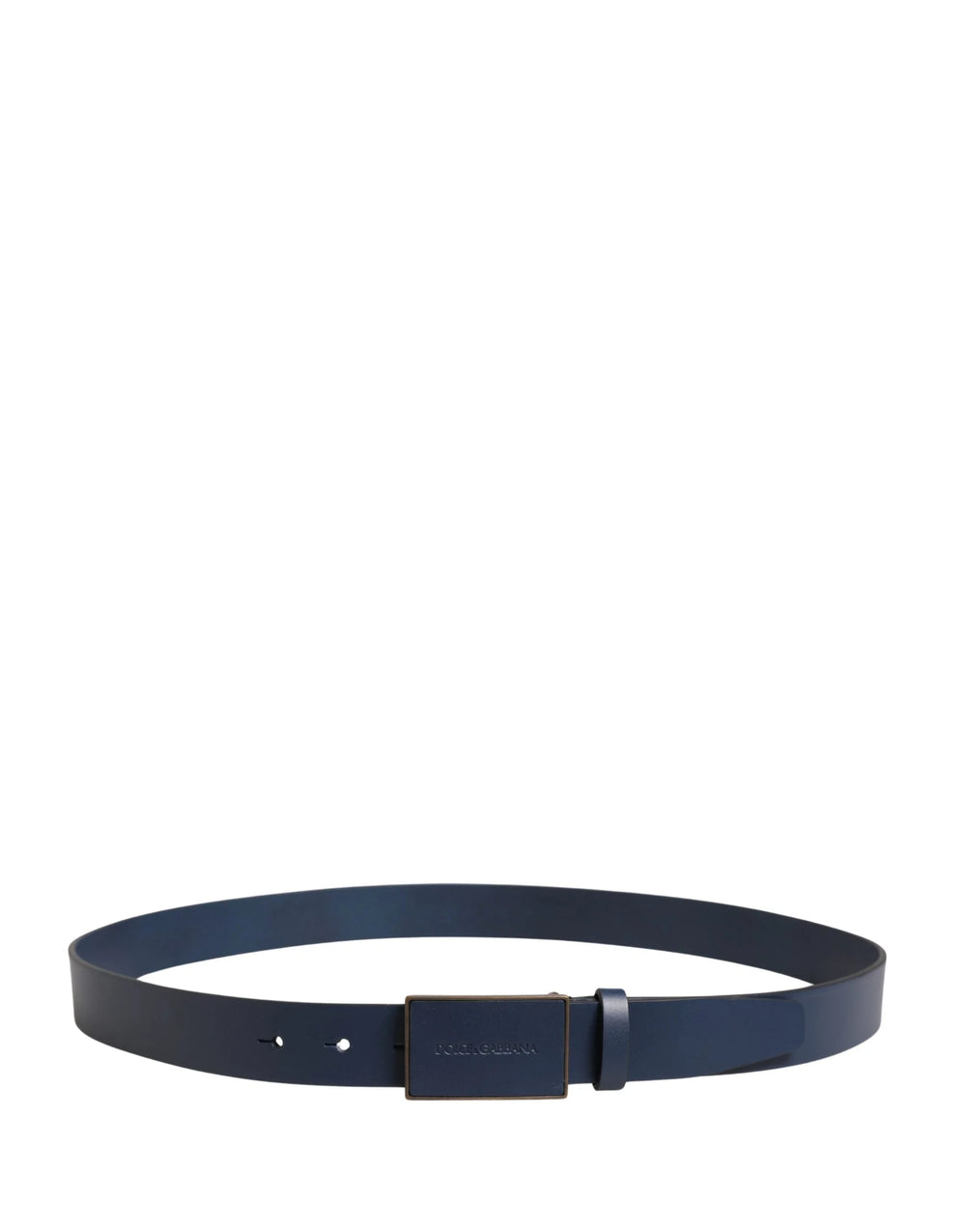Dolce & Gabbana Men Blue Calf Leather Logo Metal Buckle Belt