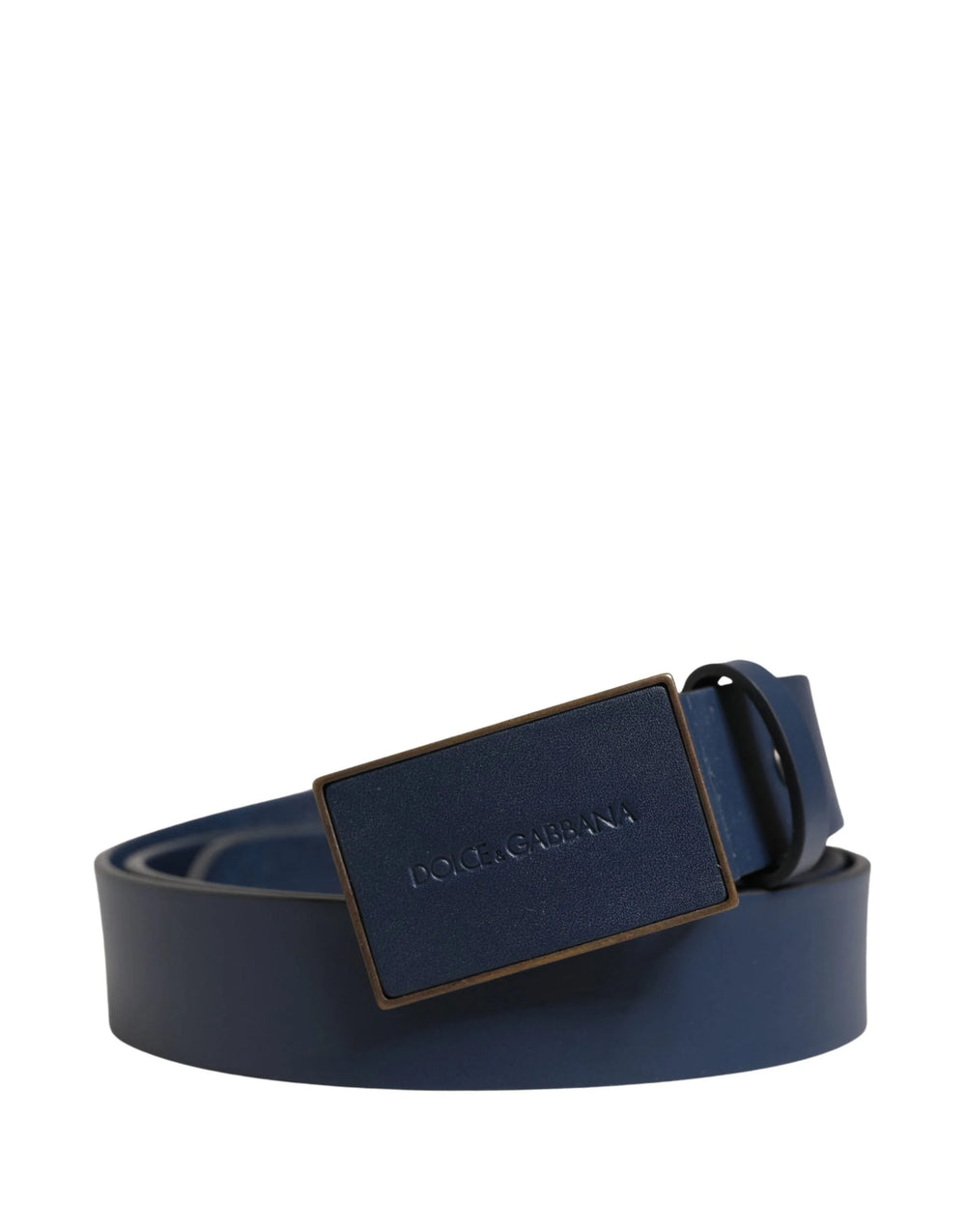 Dolce & Gabbana Men Blue Calf Leather Logo Metal Buckle Belt